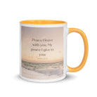 John 14:27 Bible Verse, not as the White Ceramic Mug with Color Inside Golden Yellow 11 oz