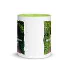 Revelation 3:20 Bible Verse, Garden Doorway White Ceramic Mug with Color Inside
