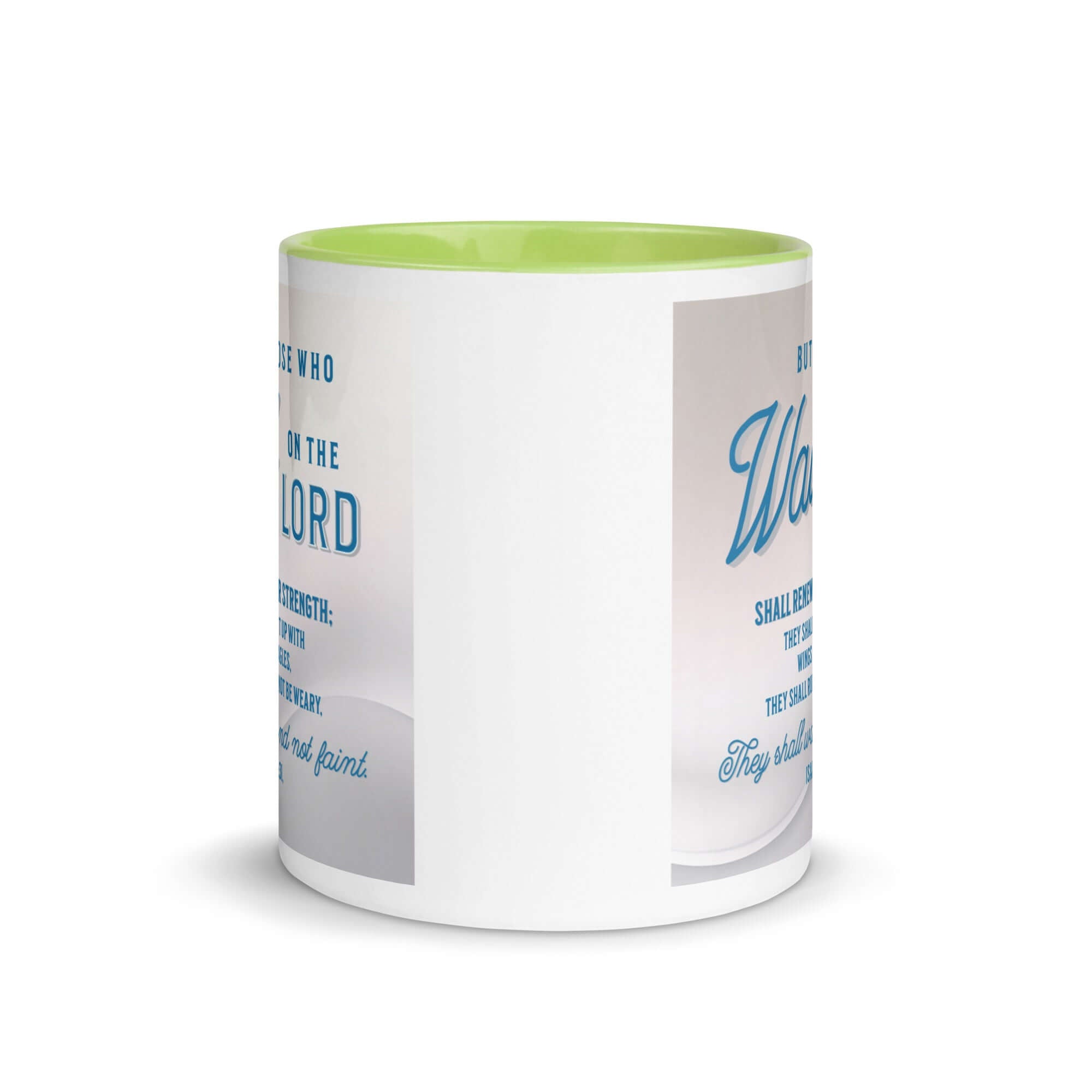 Isaiah 40:31 Bible Verse, Wings like Eagles White Ceramic Mug with Color Inside