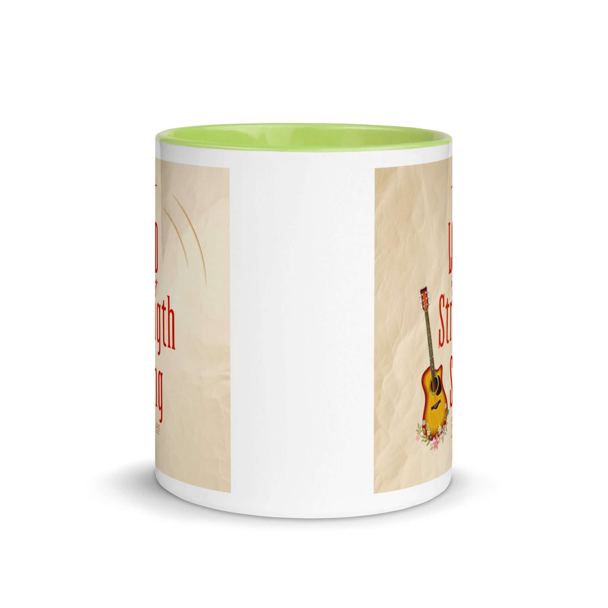 Exodus 15:2 Bible Verse, The LORD is my strength White Ceramic Mug with Color Inside