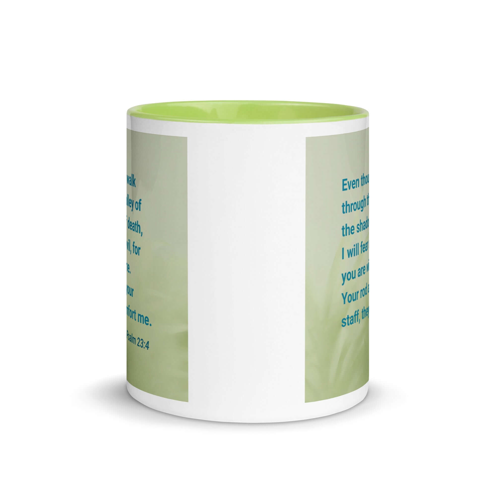 Psalm 23:4 Bible Verse, fear no evil White Ceramic Mug with Color Inside