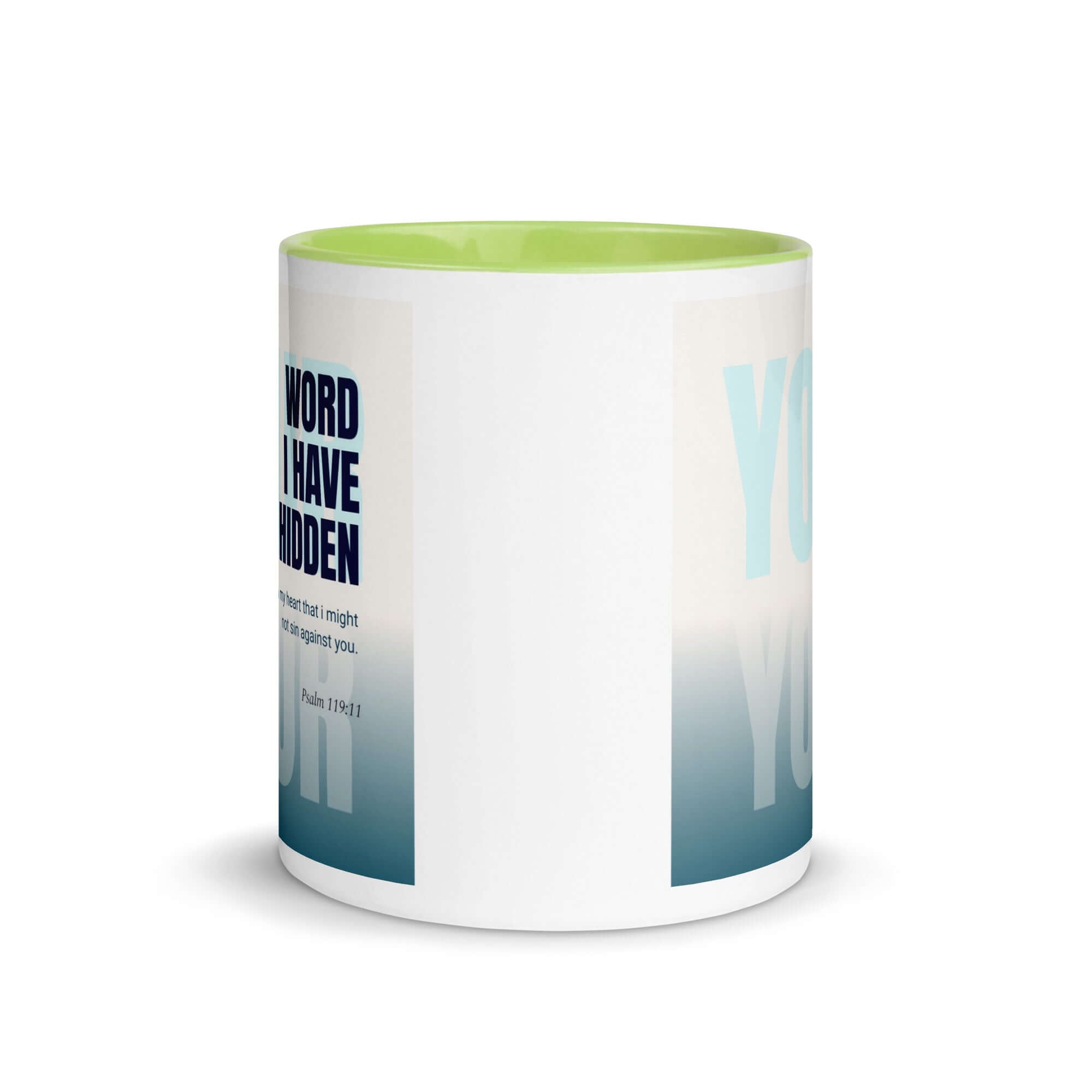 Psalm 119:11 Bible Verse, hidden your word White Ceramic Mug with Color Inside