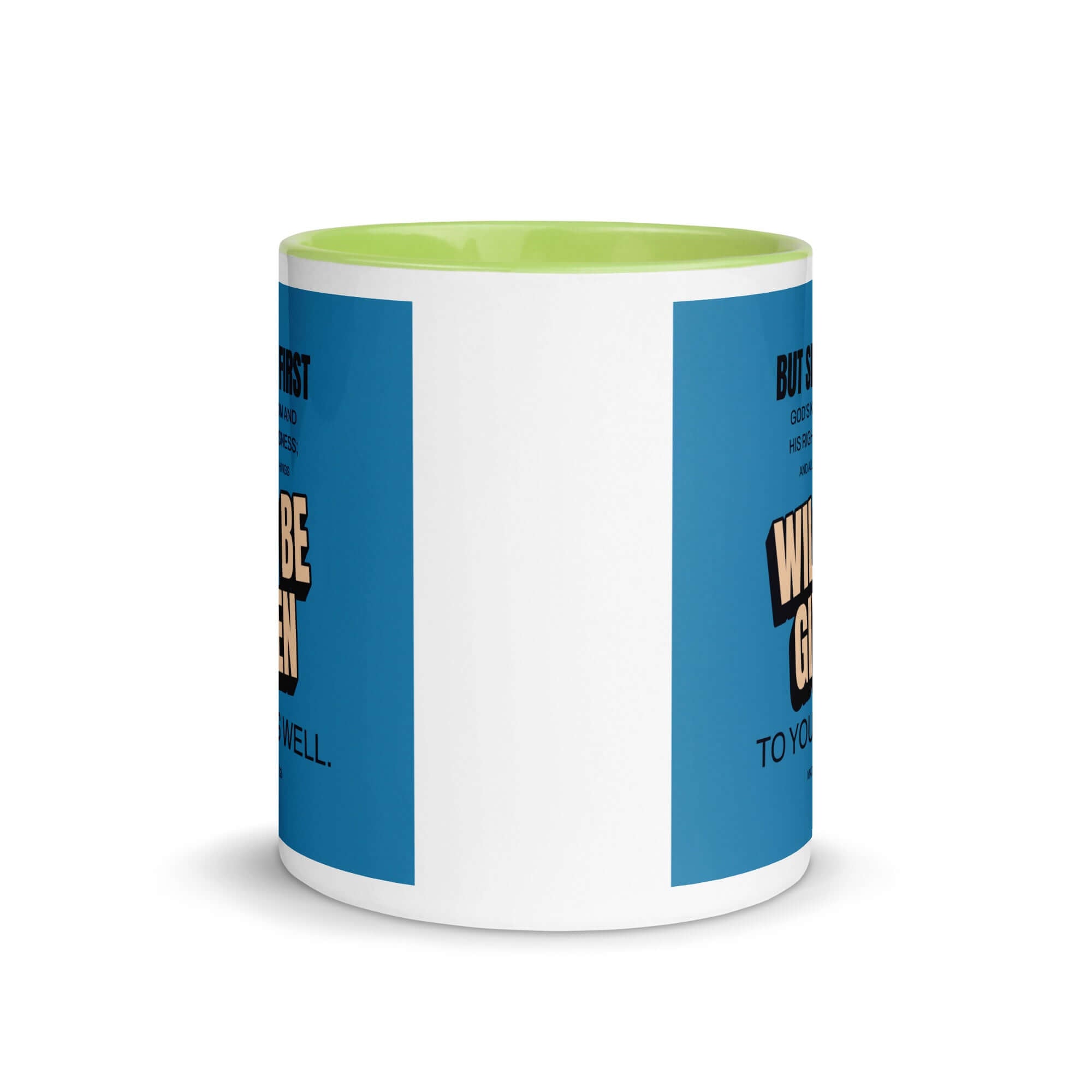 Matthew 6:33 Bible Verse, seek first God’s Kingdom White Ceramic Mug with Color Inside