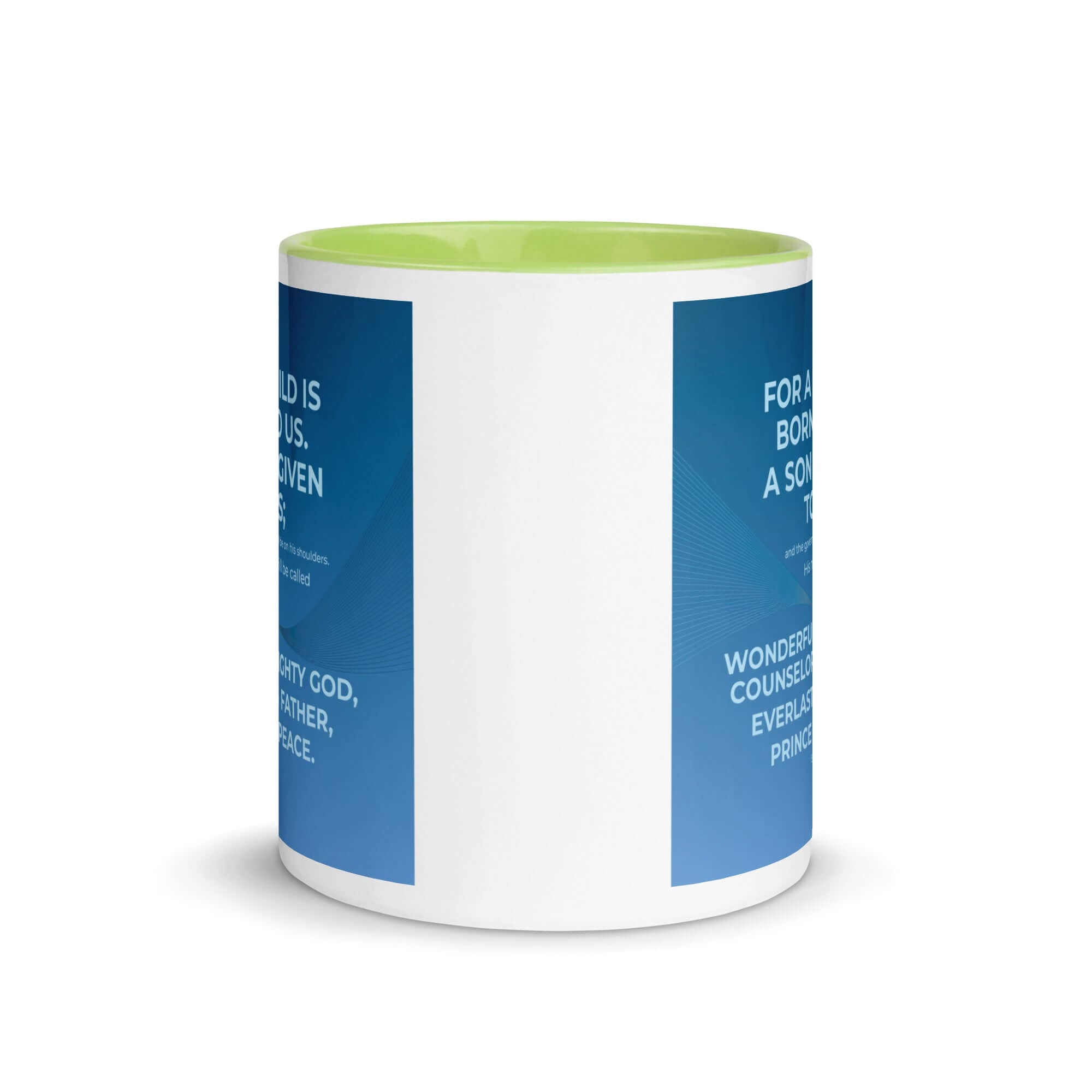 Isaiah 9:6 Bible Verse, Everlasting Father White Ceramic Mug with Color Inside