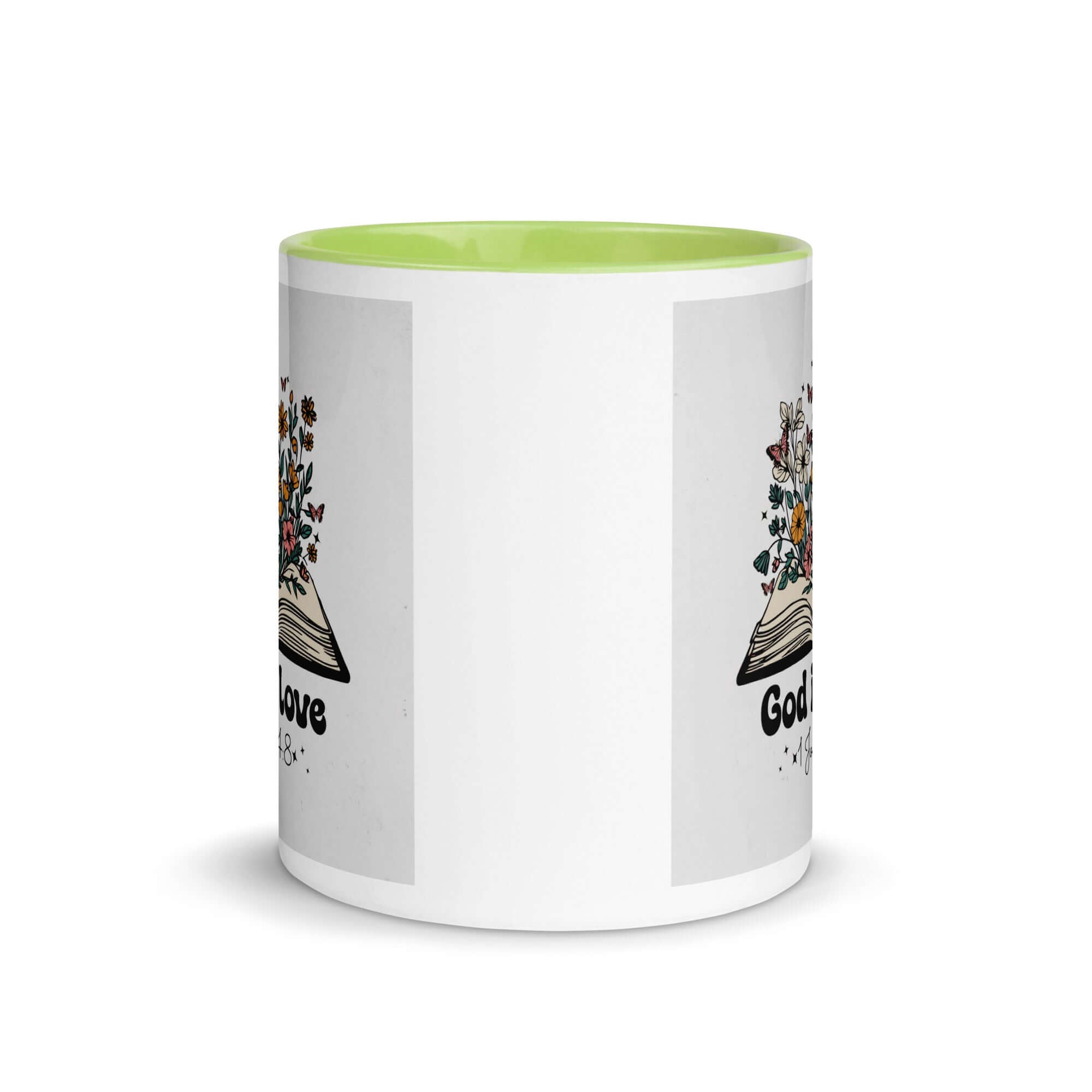 1 John 4:8 Bible Verse, God is Love White Ceramic Mug with Color Inside