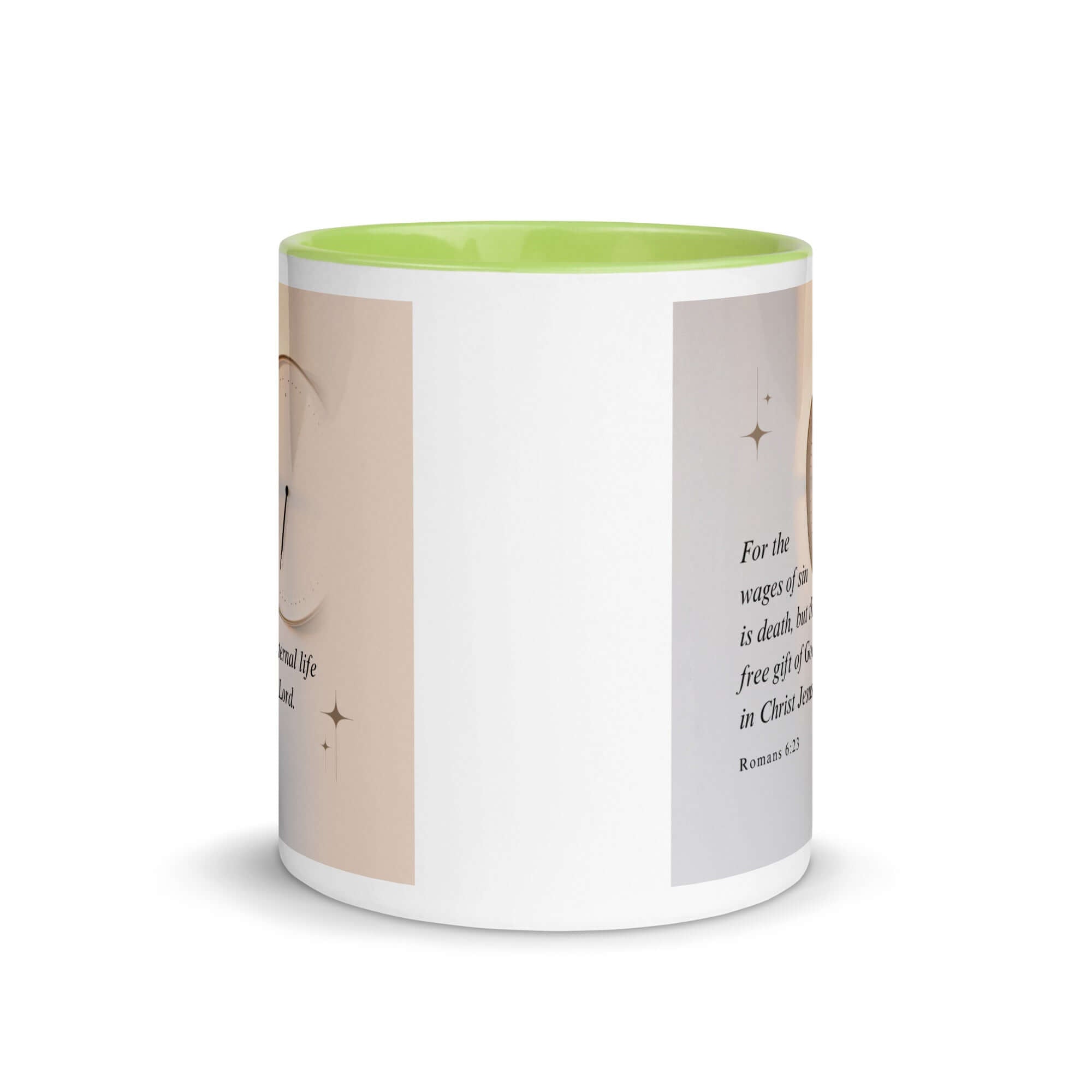 Romans 6:23 Bible Verse, our Lord White Ceramic Mug with Color Inside