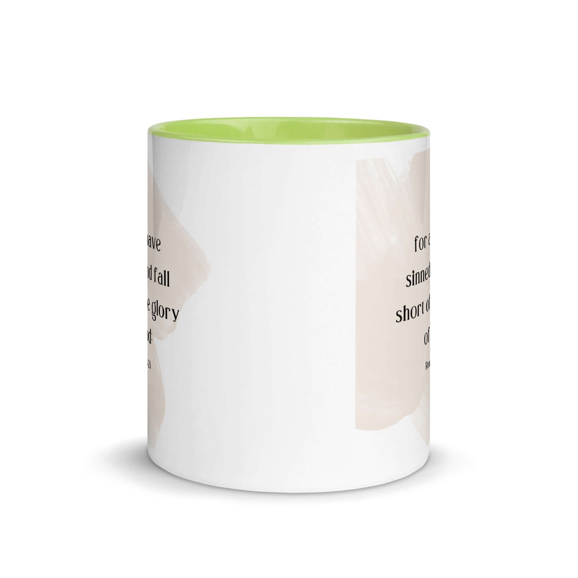 Romans 3:23 Bible Verse, fall short White Ceramic Mug with Color Inside