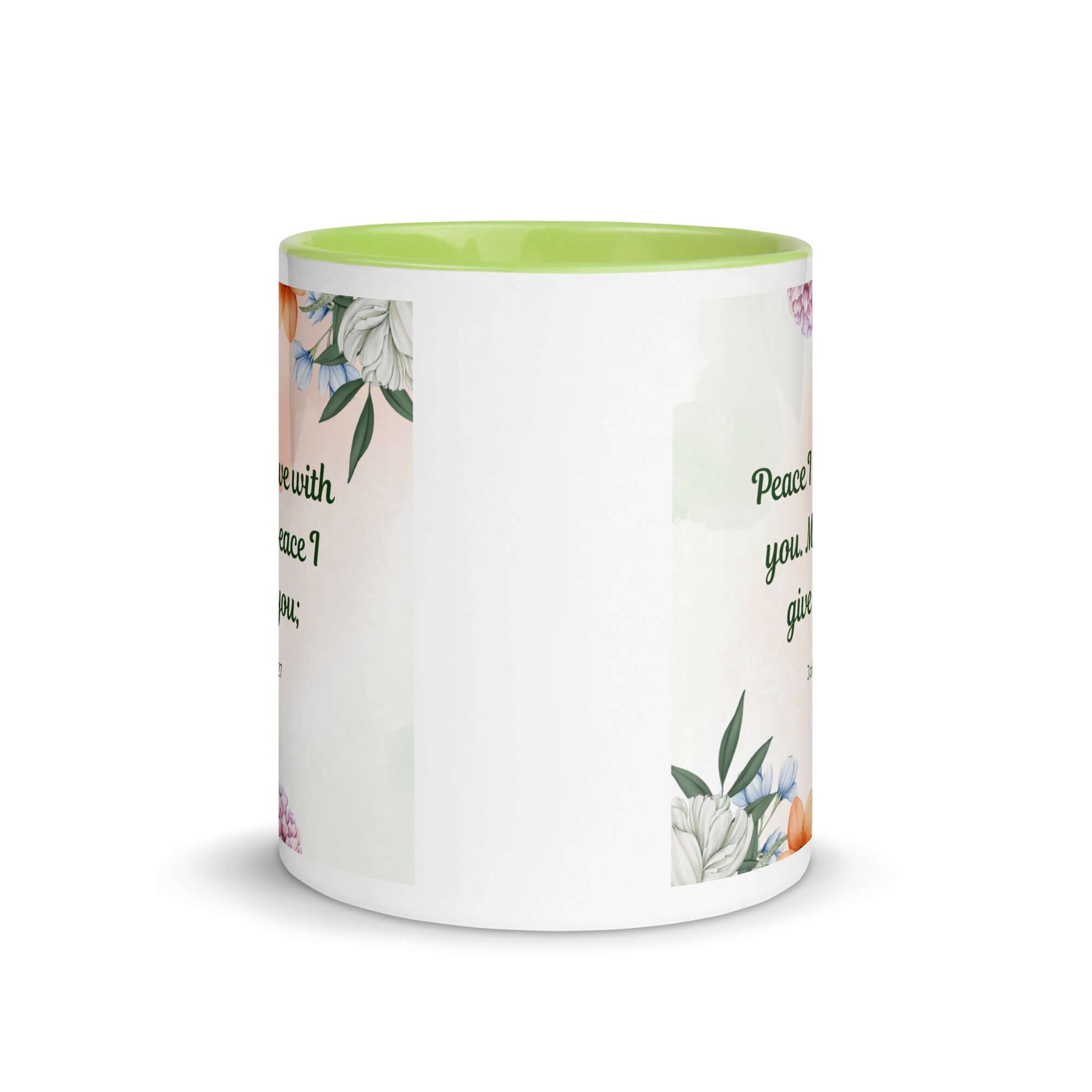 John 14:27 Bible Verse, with you White Ceramic Mug with Color Inside