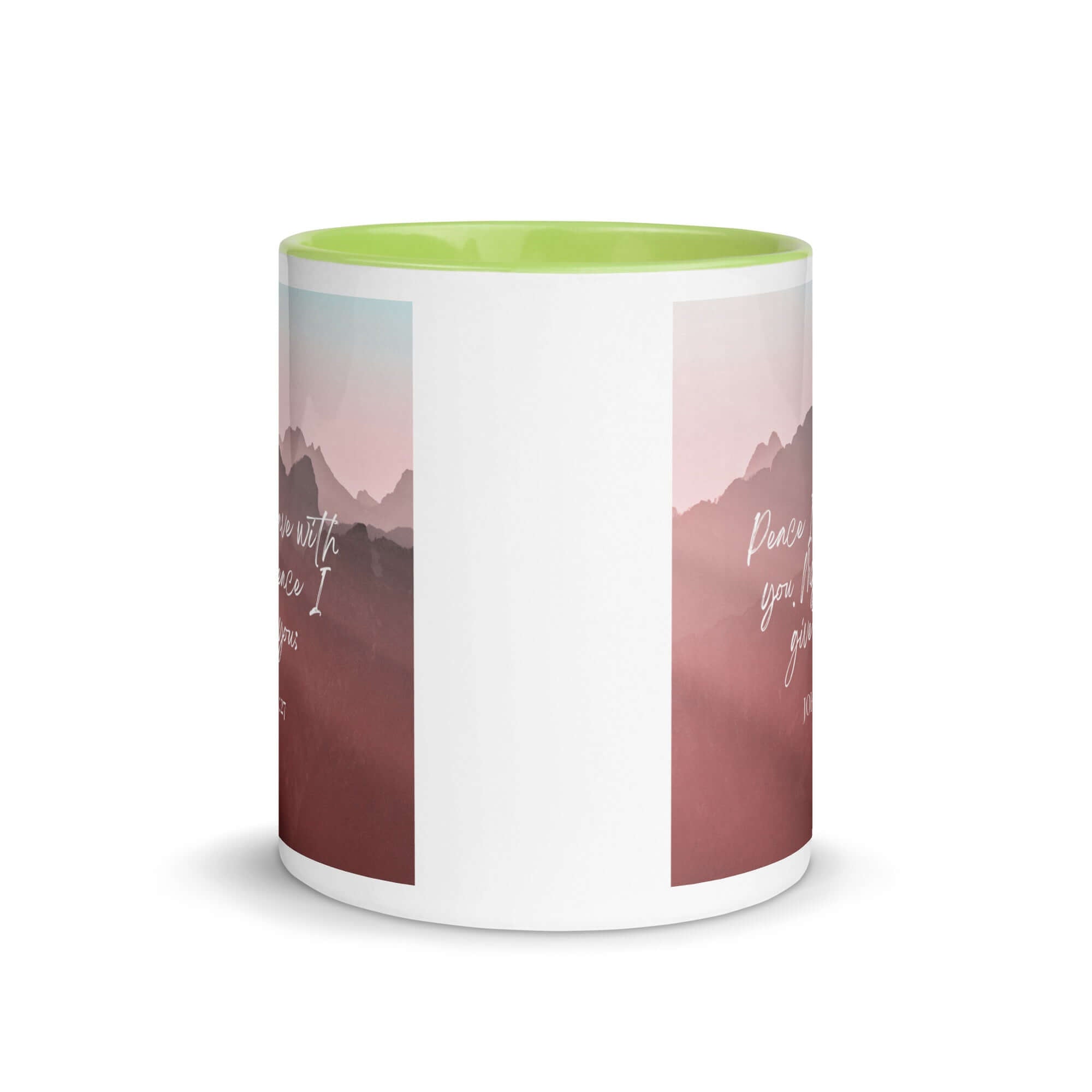 John 14:27 Bible Verse, I give you White Ceramic Mug with Color Inside