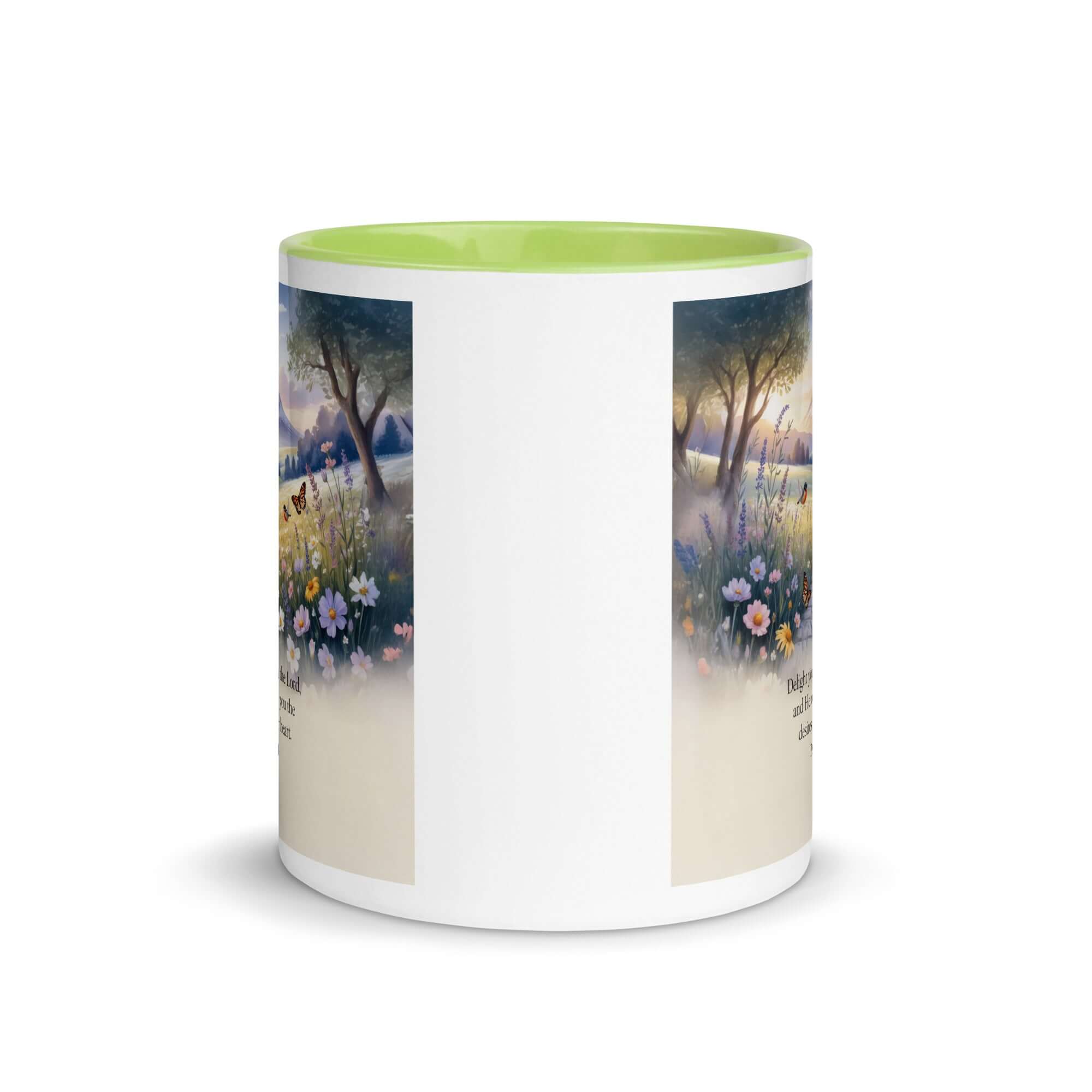 Psalm 37:4 Bible Verse, Delight White Ceramic Mug with Color Inside