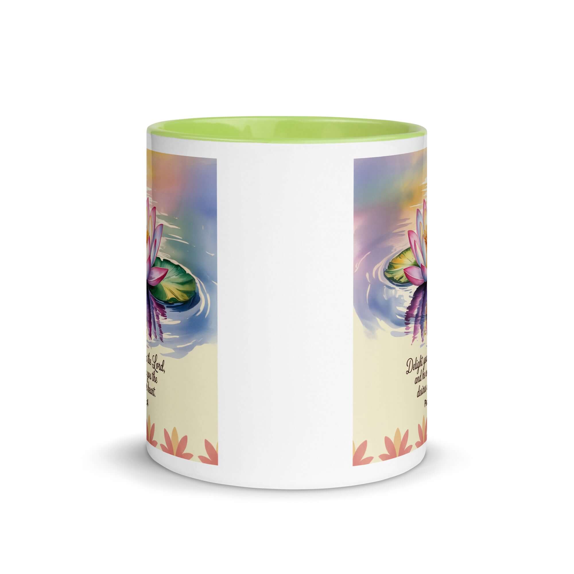 Psalm 37:4 Bible Verse, the Lord White Ceramic Mug with Color Inside