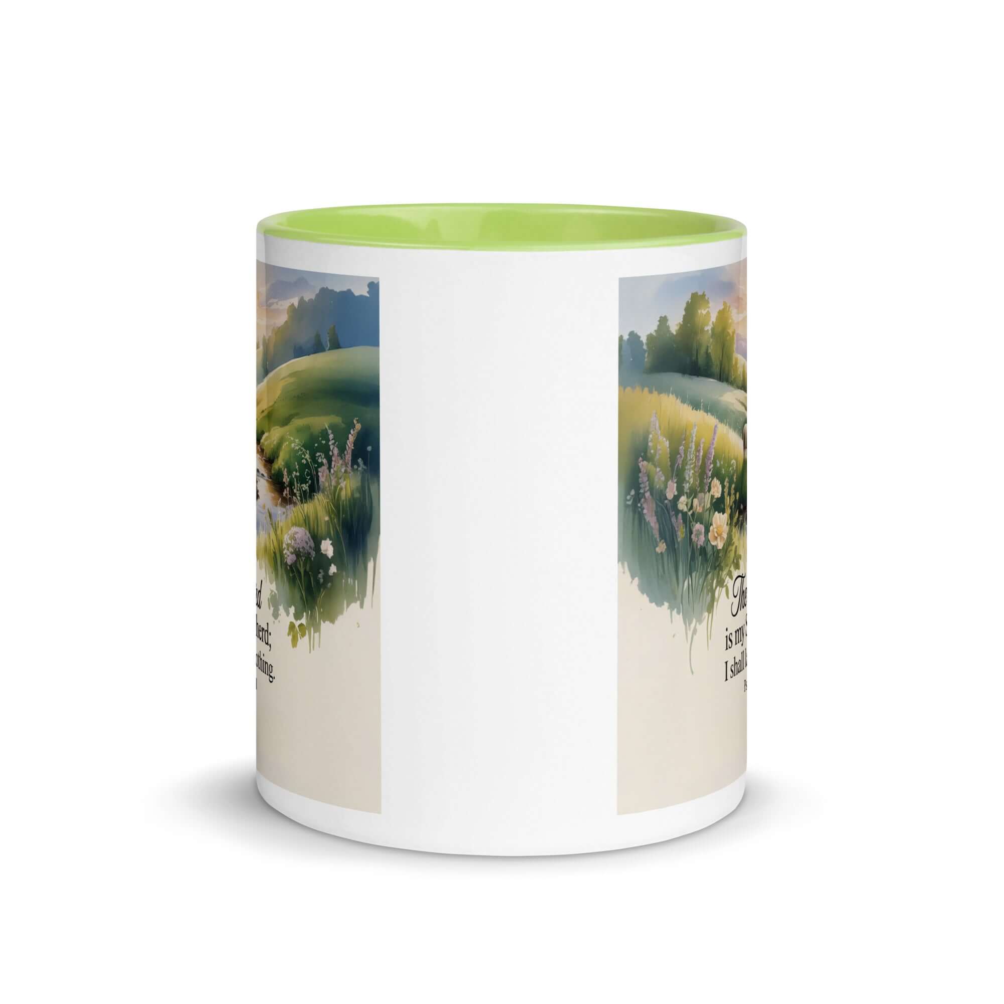 Psalm 23:1 Bible Verse, Lord White Ceramic Mug with Color Inside