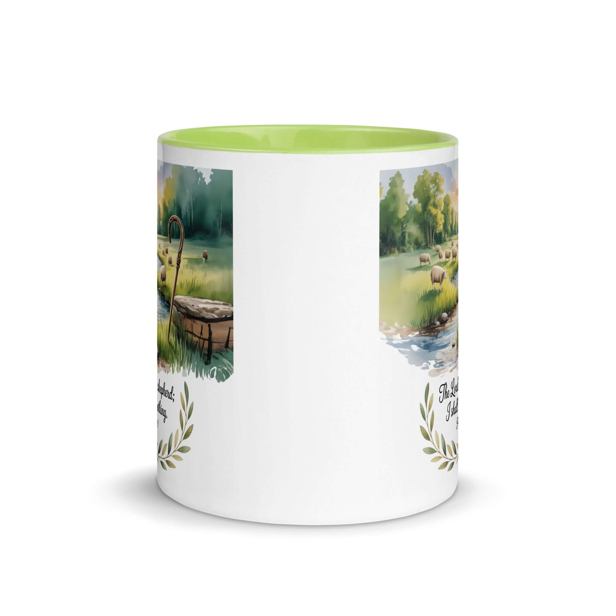 Psalm 23:1 Bible Verse, is my White Ceramic Mug with Color Inside