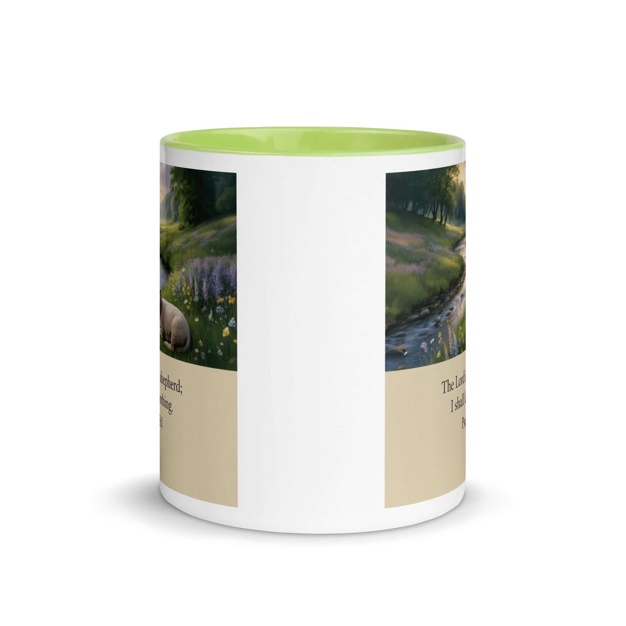 Psalm 23:1 Bible Verse, I shall White Ceramic Mug with Color Inside