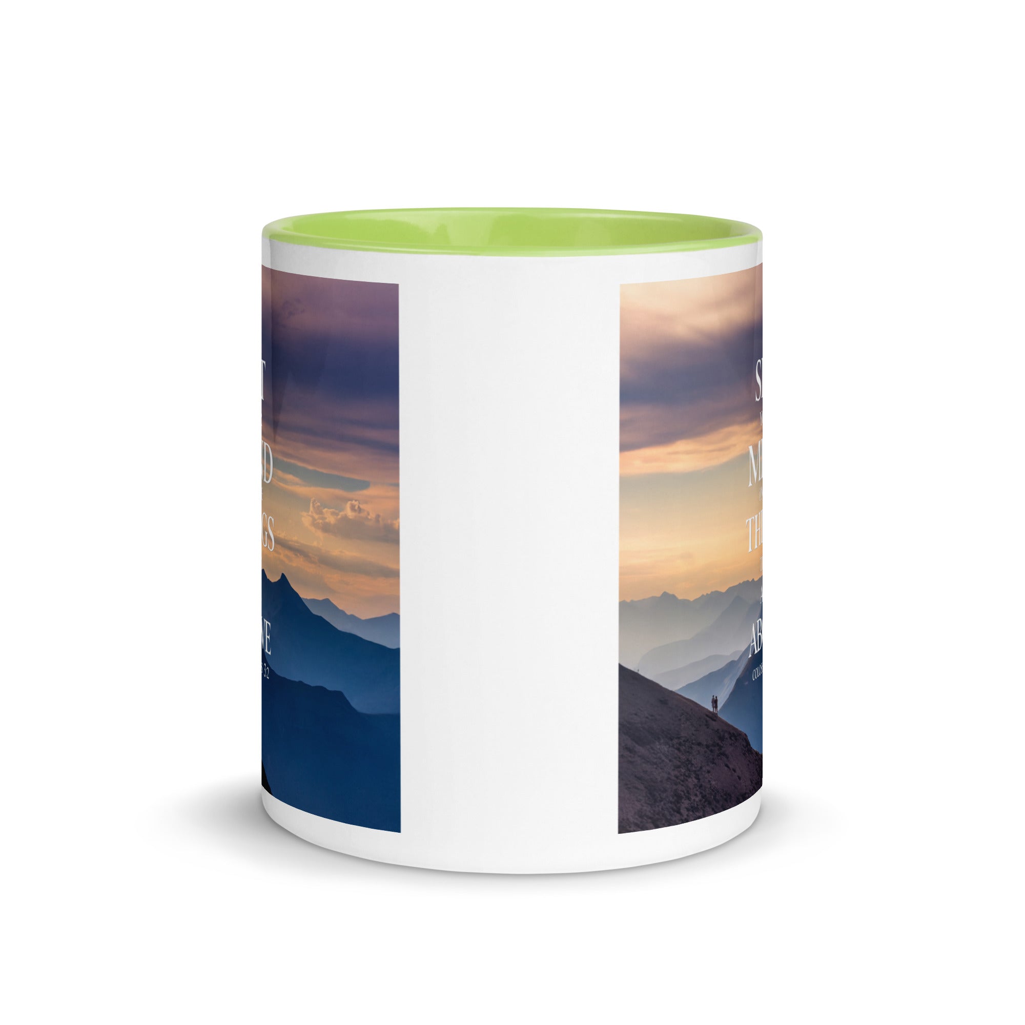 Colossians 3:2 Bible Verse things that White Ceramic Mug with Color Inside