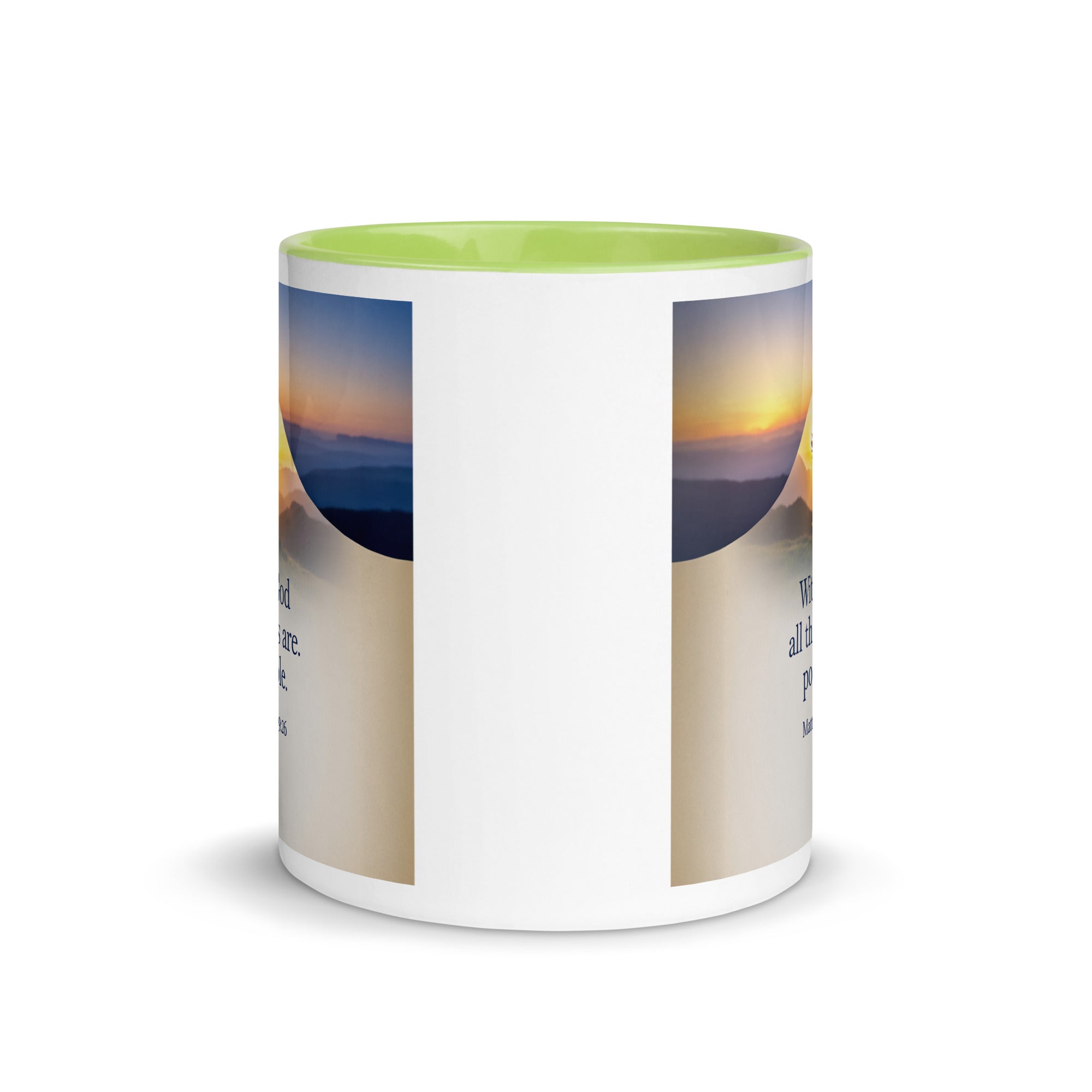Matthew 19:26 Bible Verse at them White Ceramic Mug with Color Inside