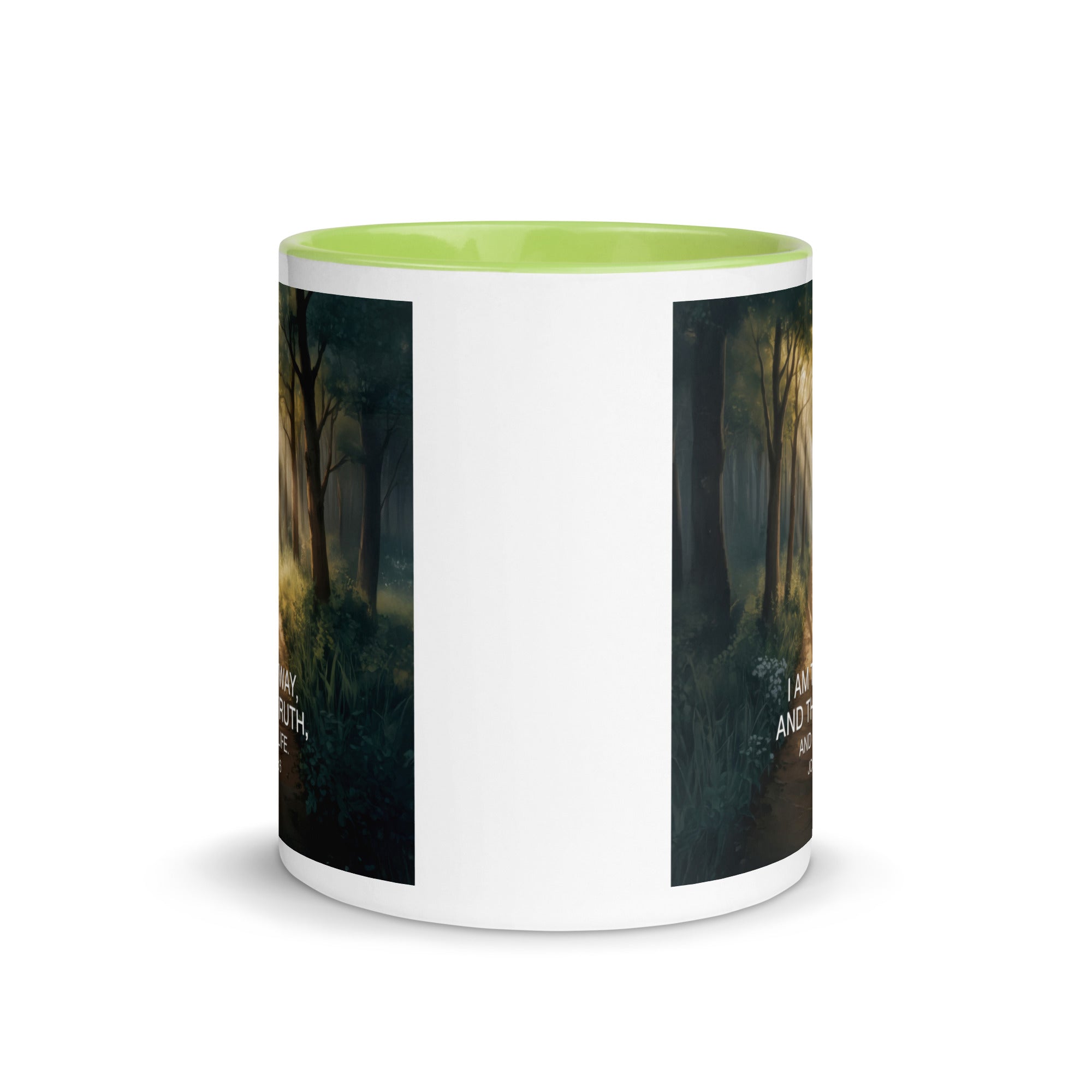 John 14:6 Bible Verse I Am White Ceramic Mug with Color Inside
