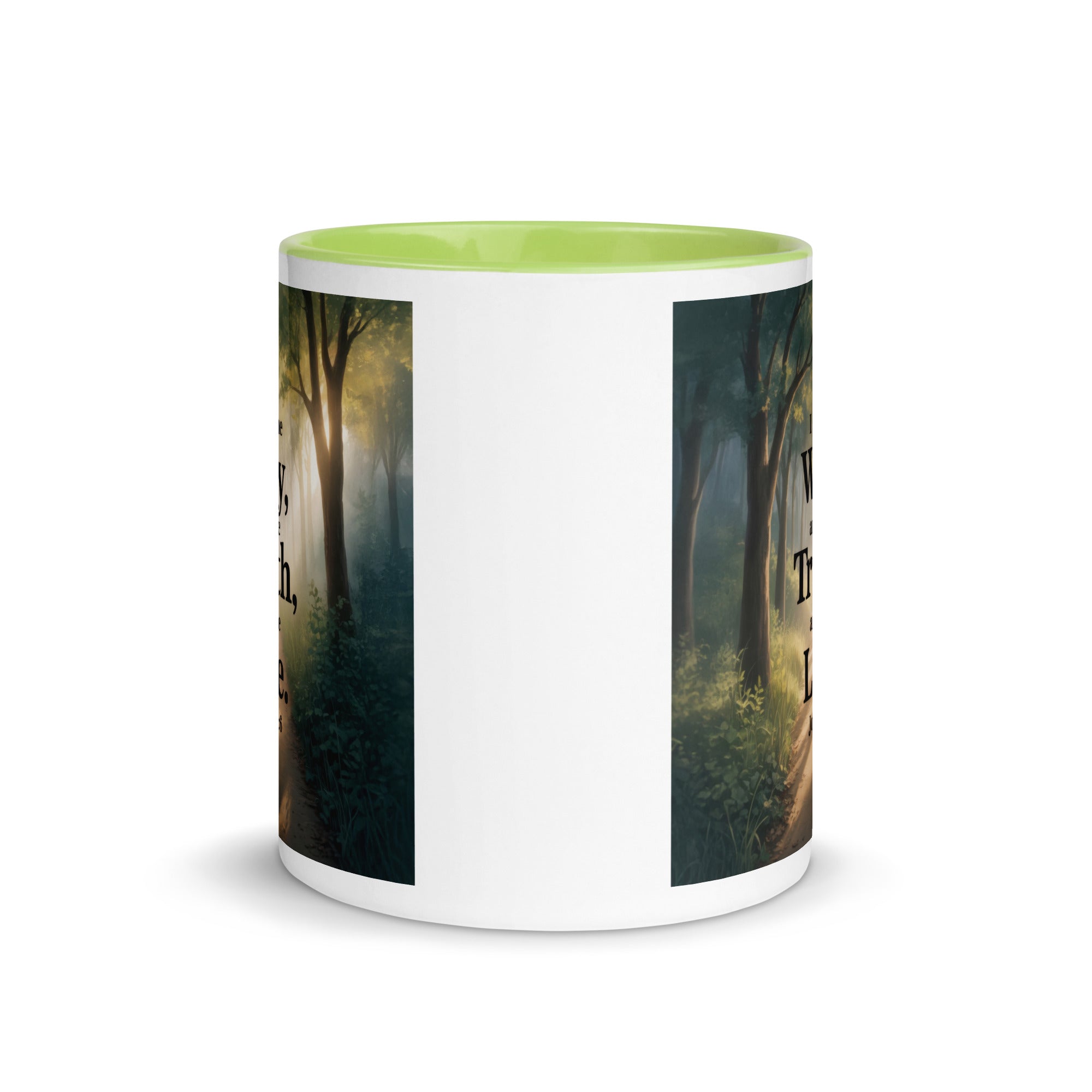 John 14:6 Bible Verse The Life White Ceramic Mug with Color Inside