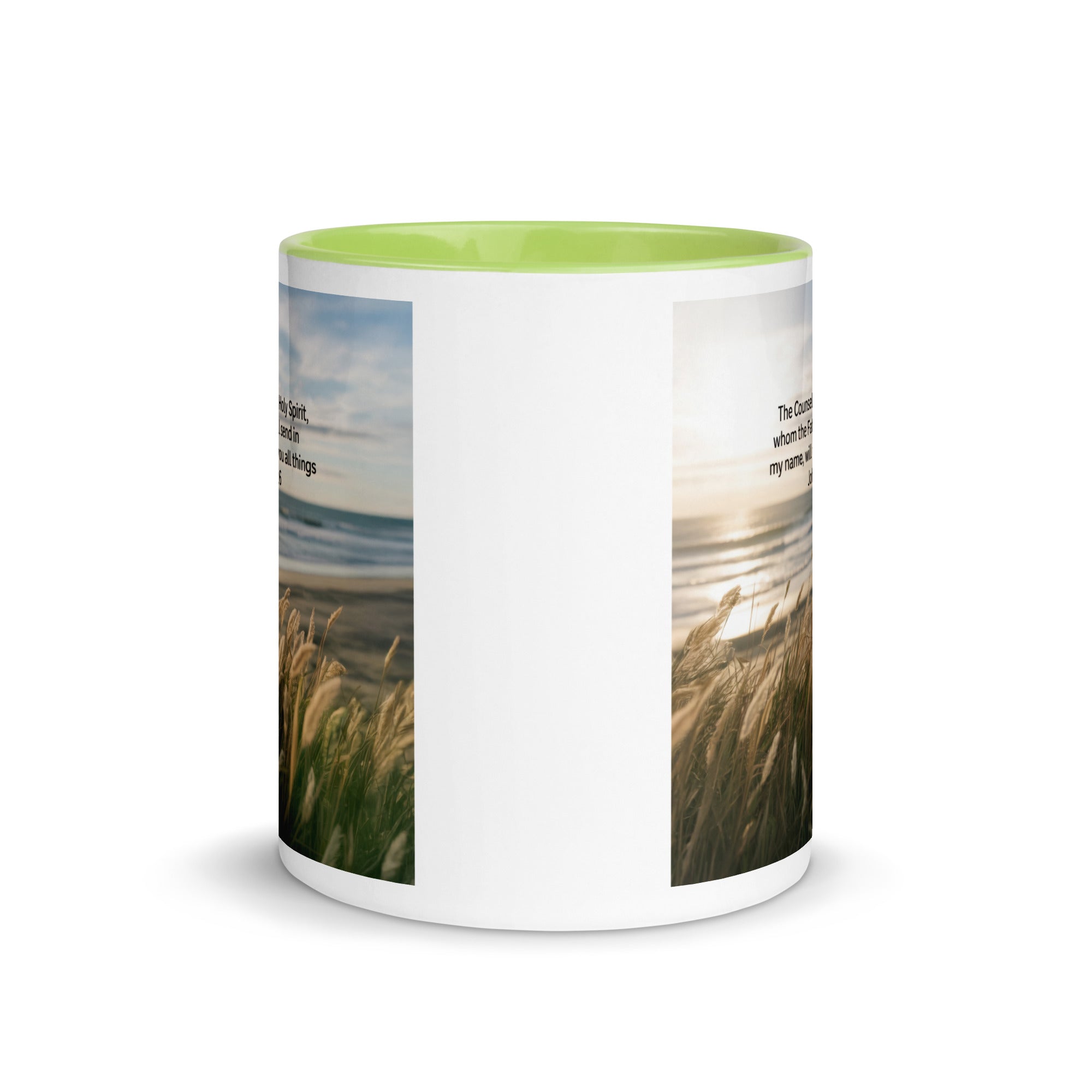 John 14:26 Bible Verse in my name White Ceramic Mug with Color Inside
