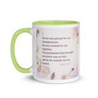 Isaiah 53:5 Bible Verse, by his wounds White Ceramic Mug with Color Inside