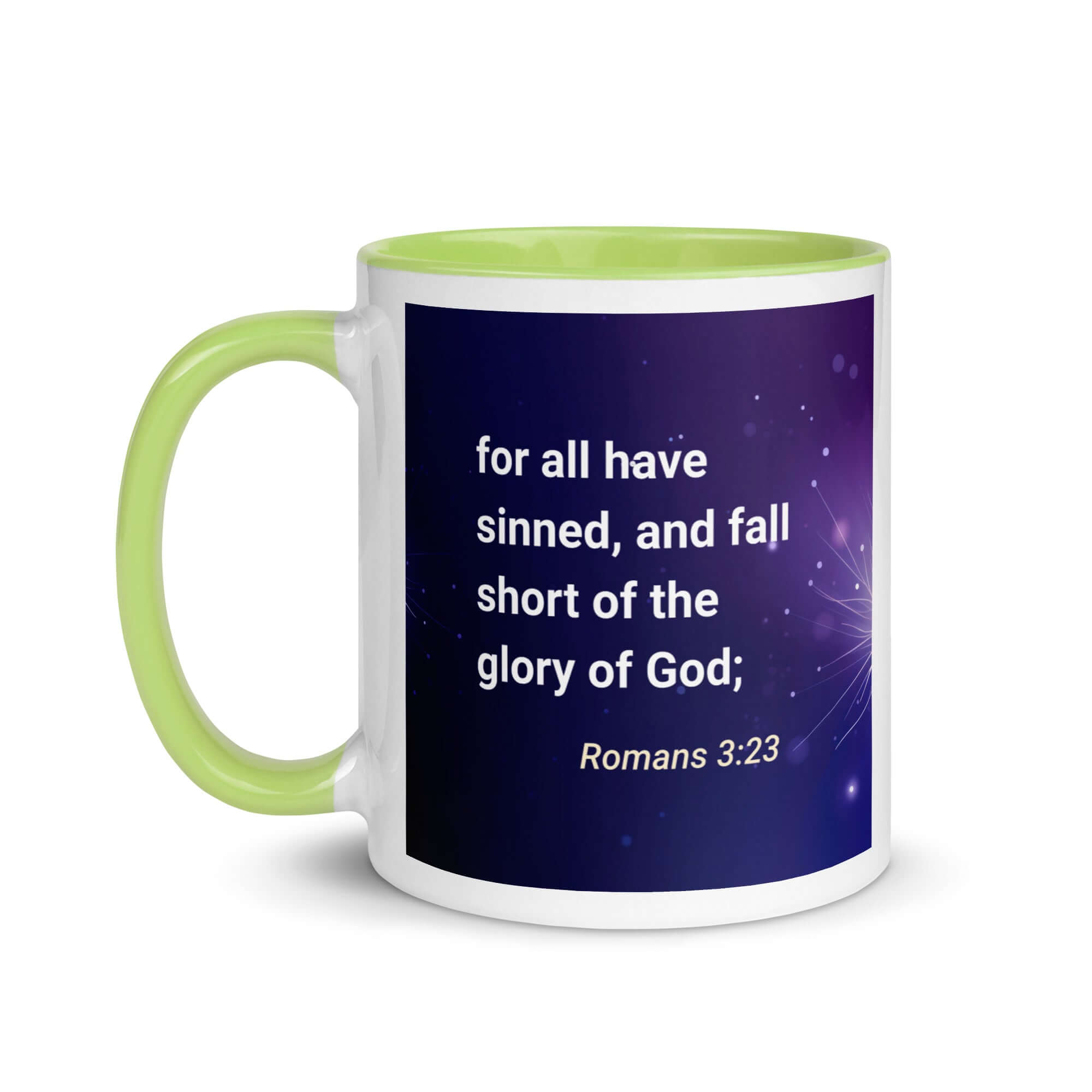 Romans 3:23 Bible Verse, all have sinned White Ceramic Mug with Color Inside