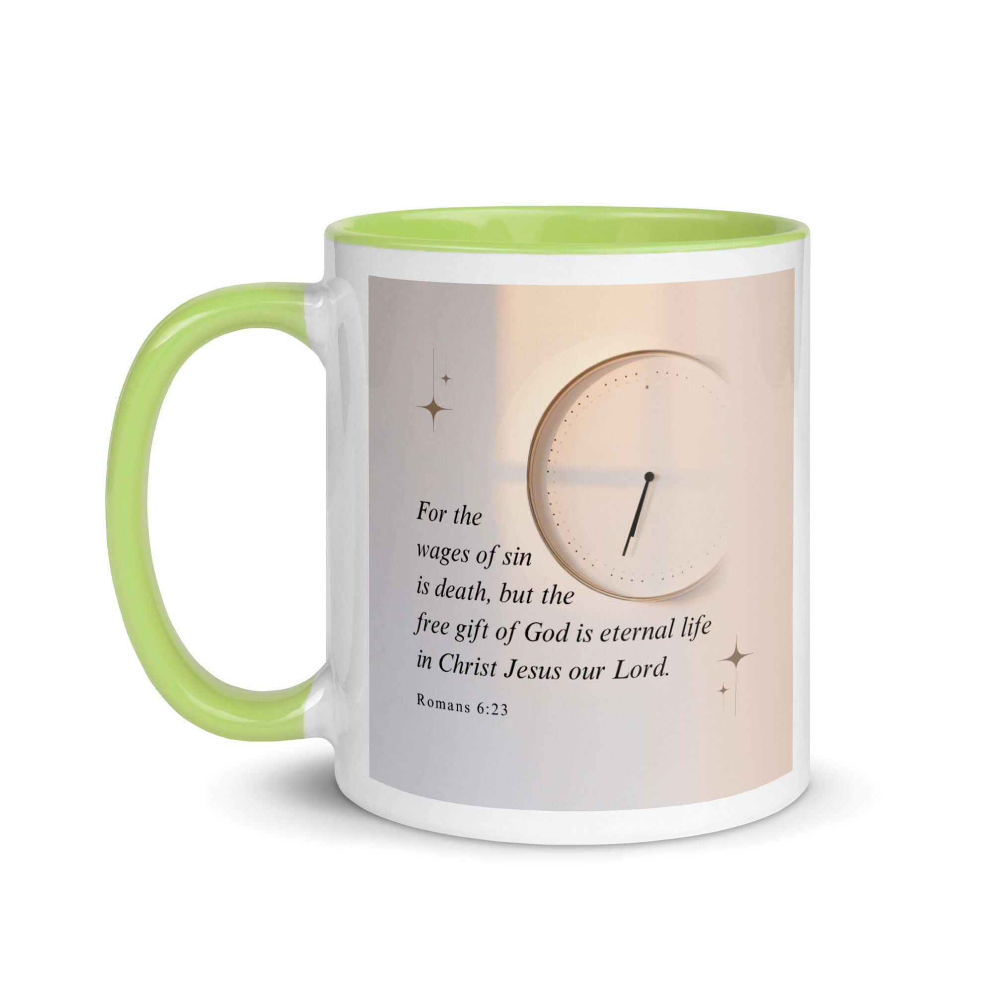 Romans 6:23 Bible Verse, our Lord White Ceramic Mug with Color Inside