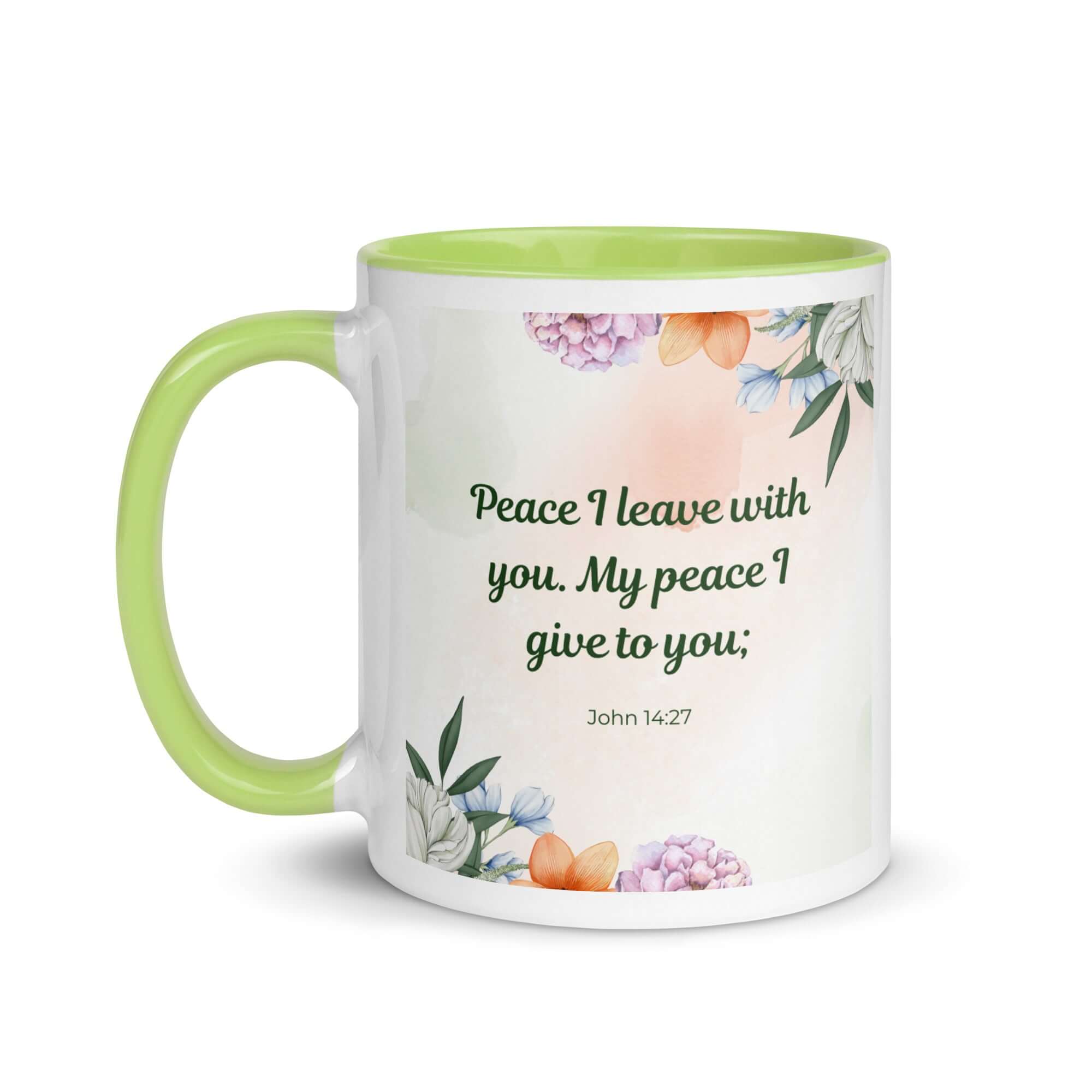John 14:27 Bible Verse, with you White Ceramic Mug with Color Inside