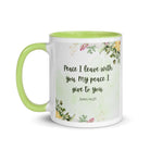 John 14:27 Bible Verse, My peace White Ceramic Mug with Color Inside