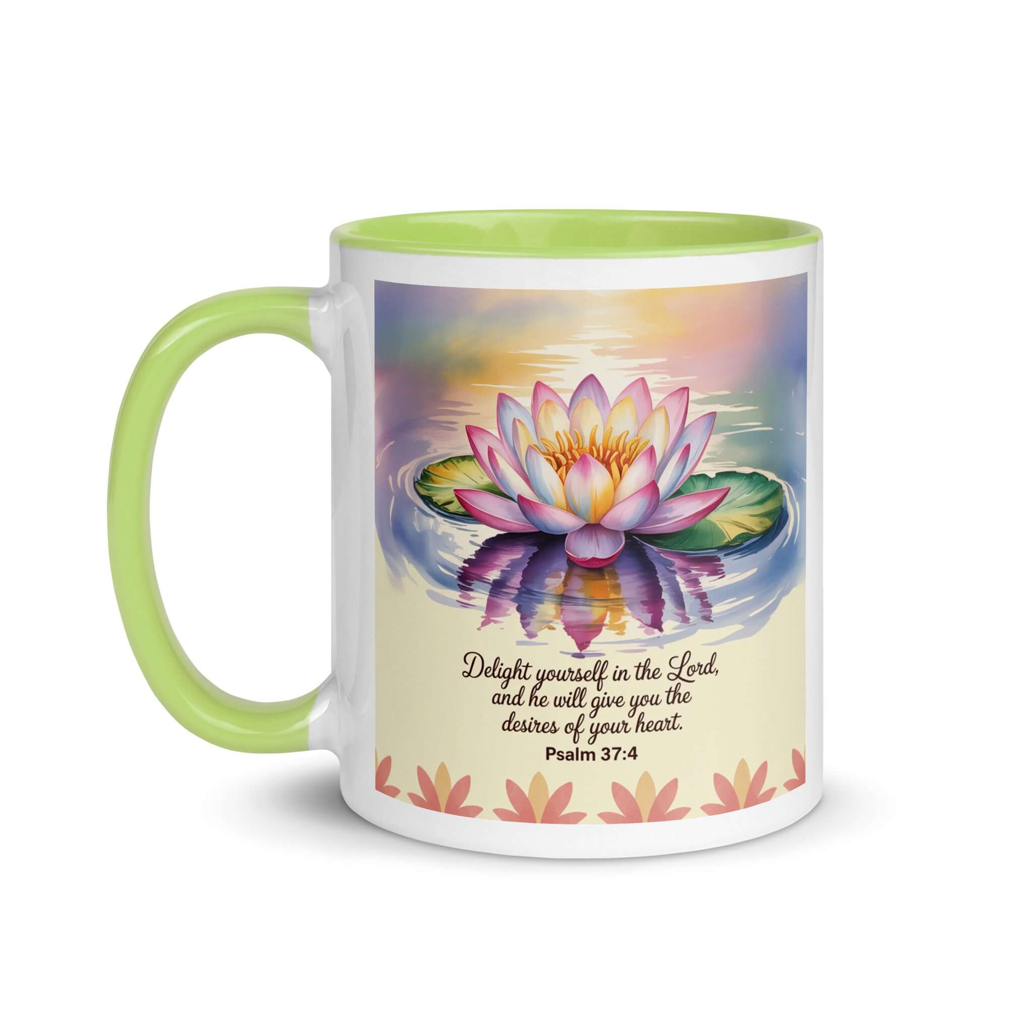 Psalm 37:4 Bible Verse, the Lord White Ceramic Mug with Color Inside