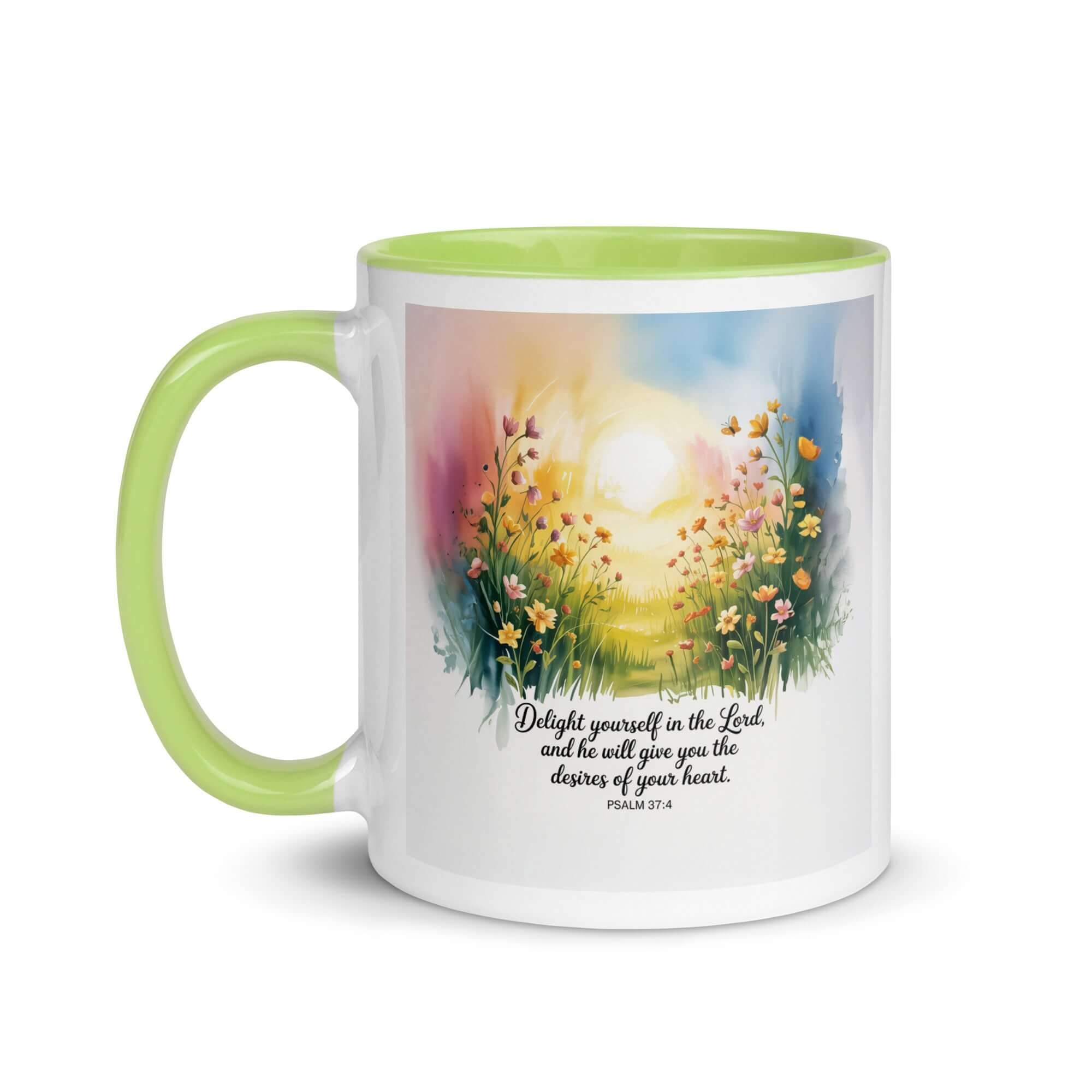Psalm 37:4 Bible Verse, will give White Ceramic Mug with Color Inside