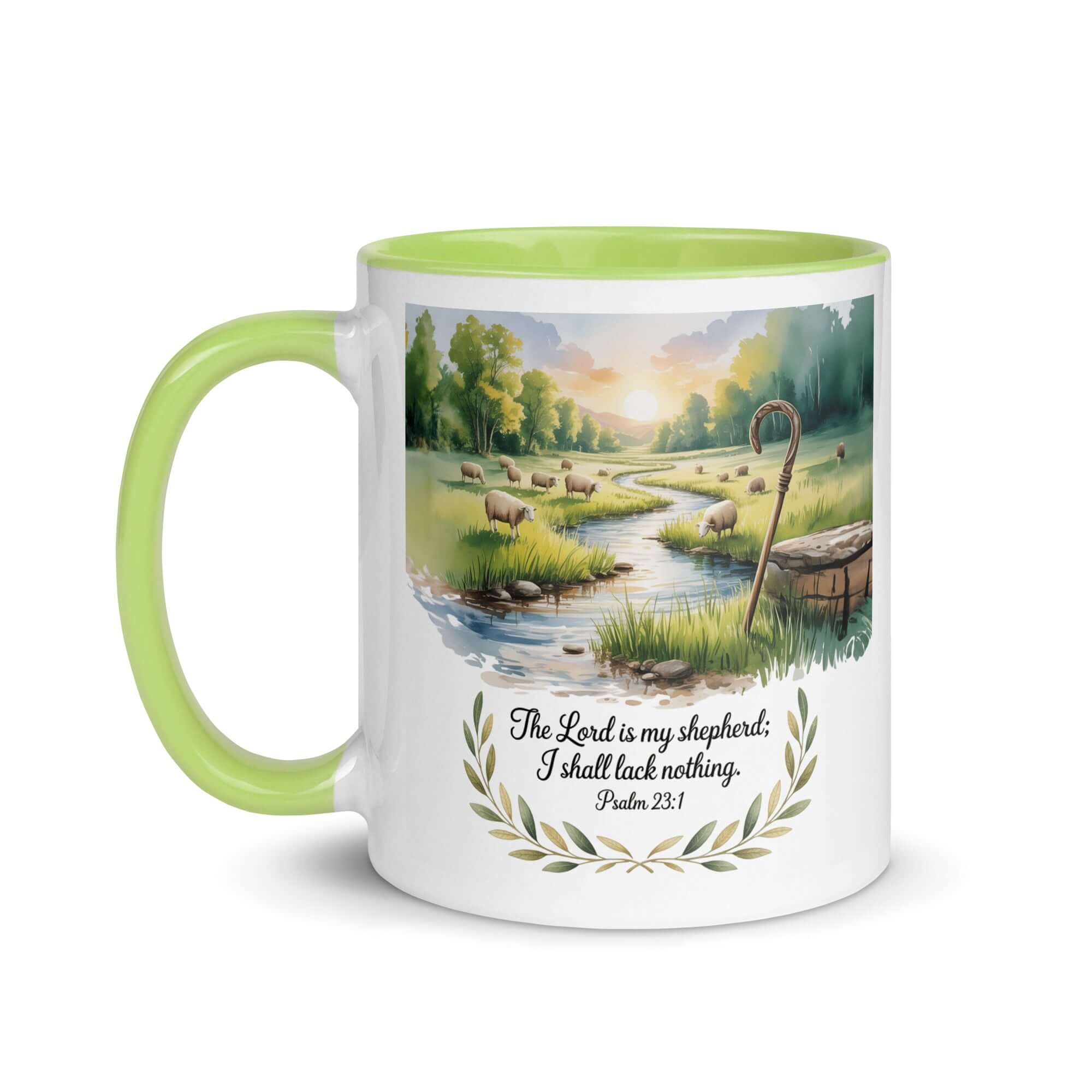 Psalm 23:1 Bible Verse, is my White Ceramic Mug with Color Inside