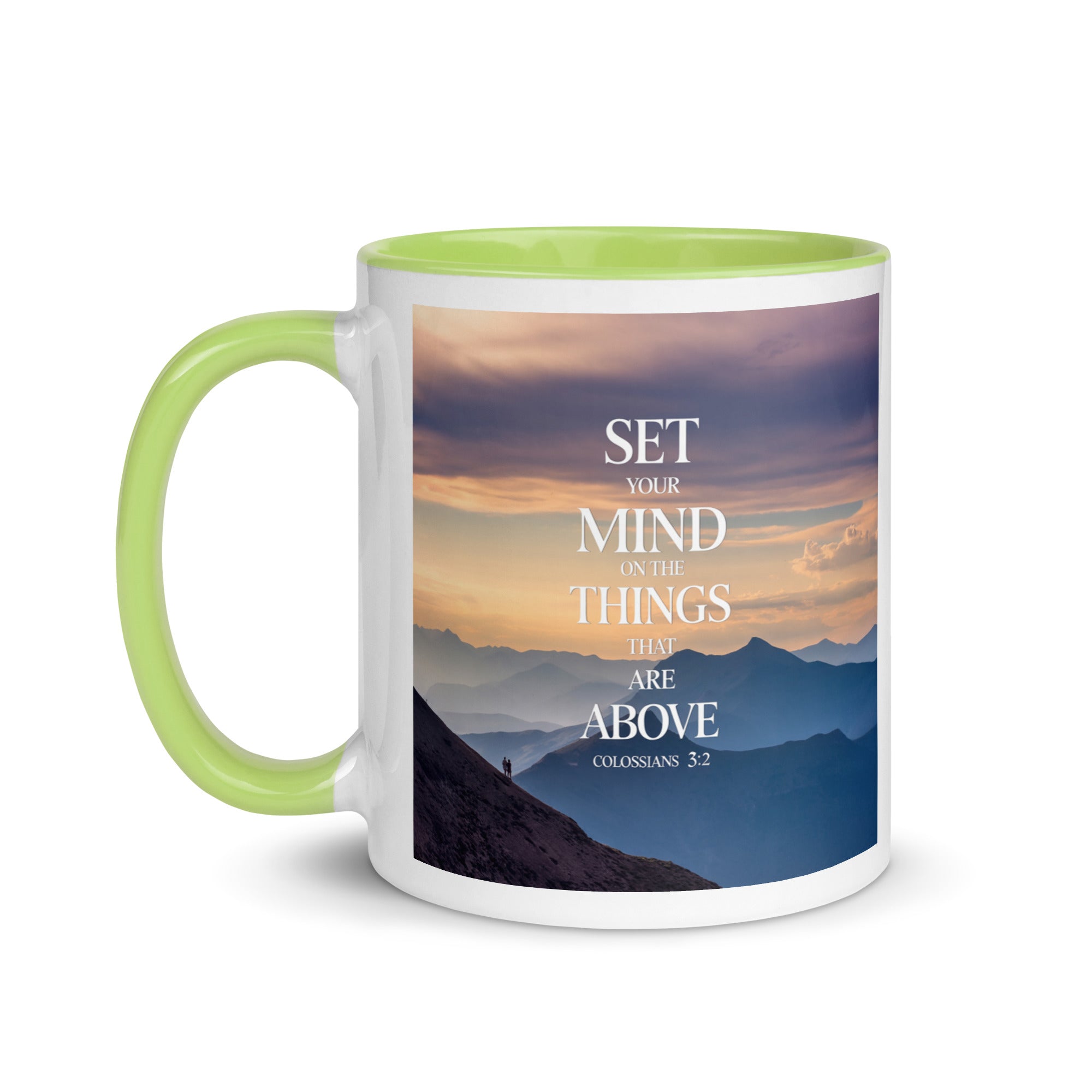 Colossians 3:2 Bible Verse things that White Ceramic Mug with Color Inside