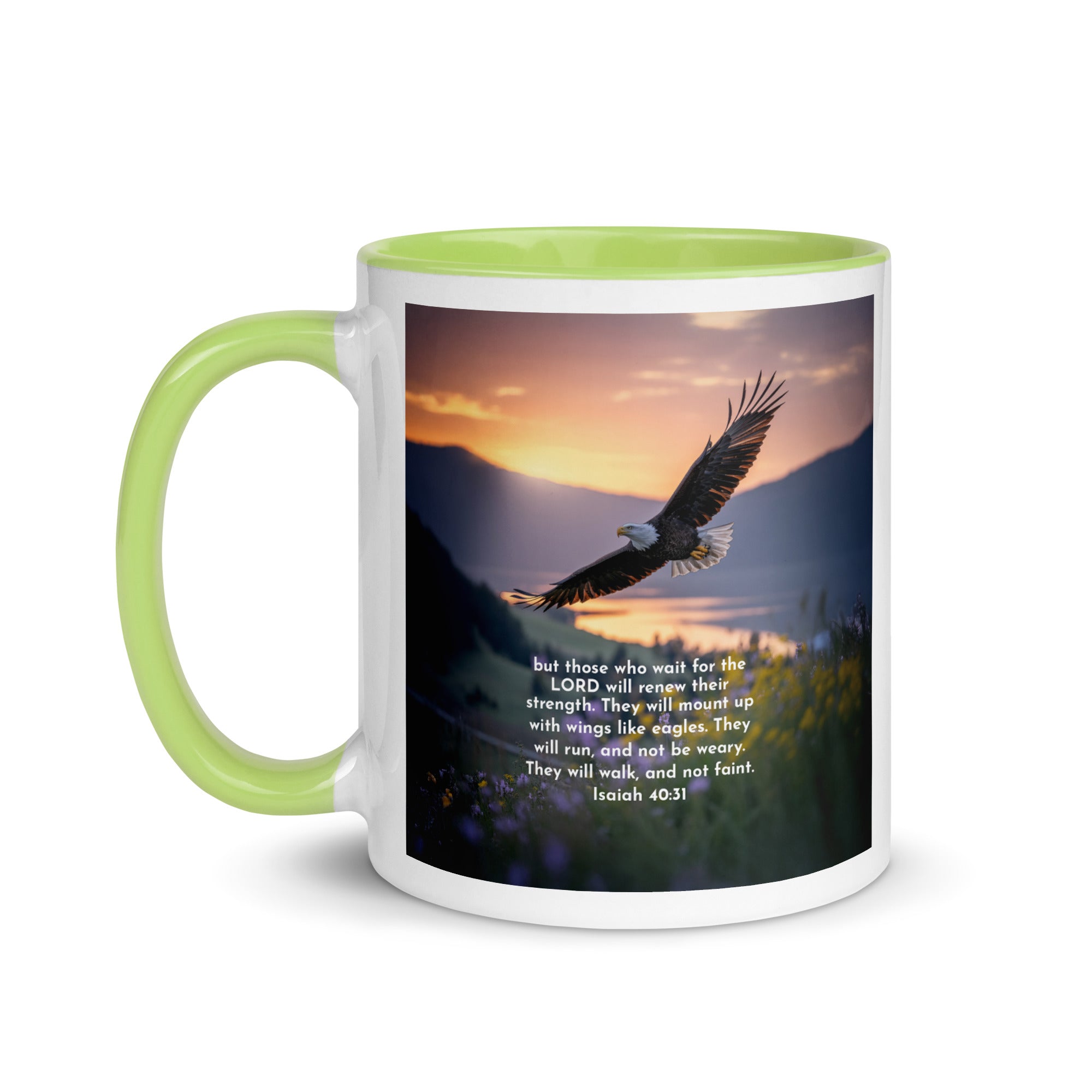Isaiah 40:31 Bible Verse Renew Strength White Ceramic Mug with Color Inside