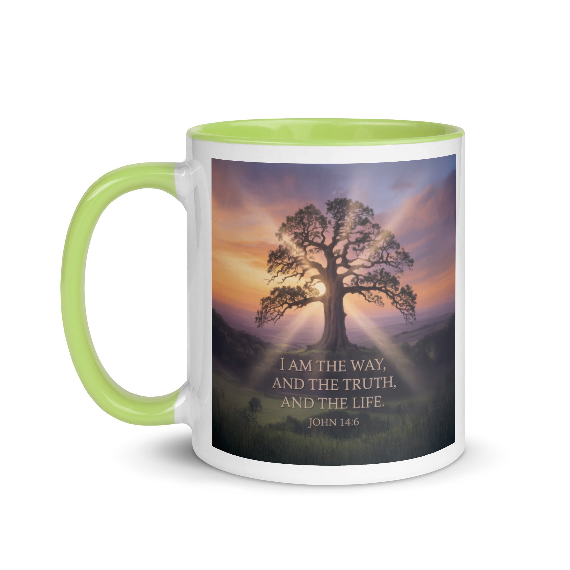 John 14:6 Bible Verse Jesus said White Ceramic Mug with Color Inside