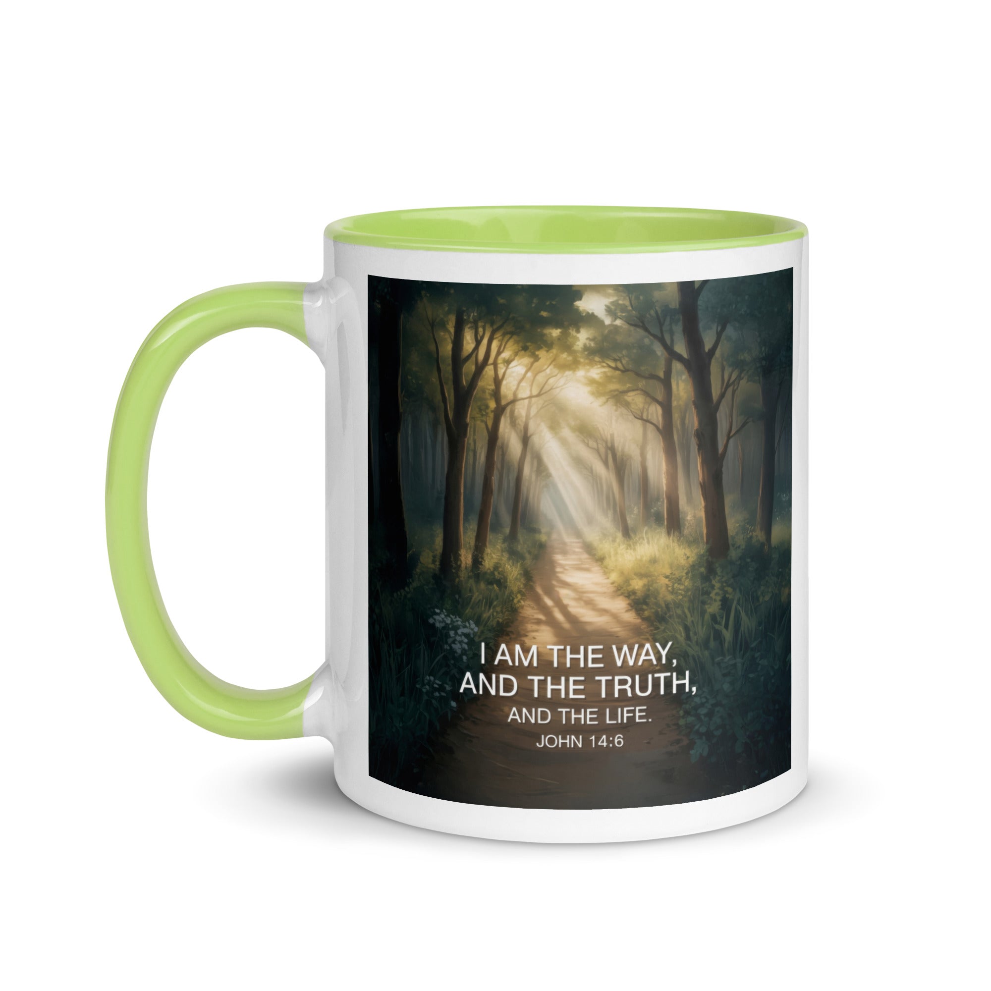 John 14:6 Bible Verse I Am White Ceramic Mug with Color Inside