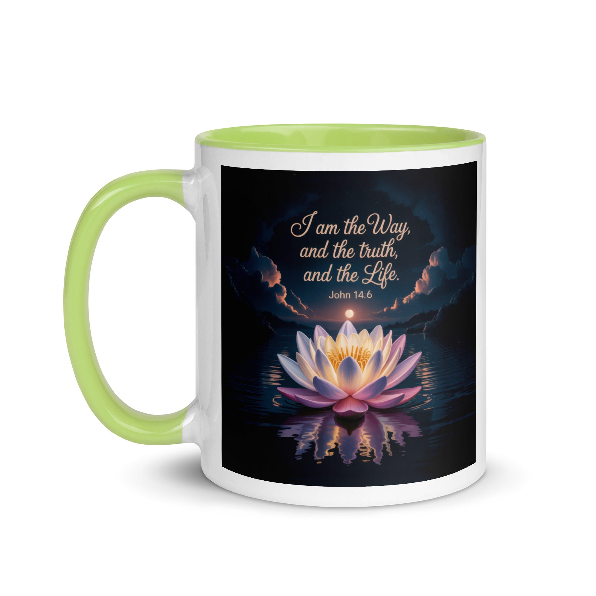 John 14:6 Bible Verse The Way White Ceramic Mug with Color Inside