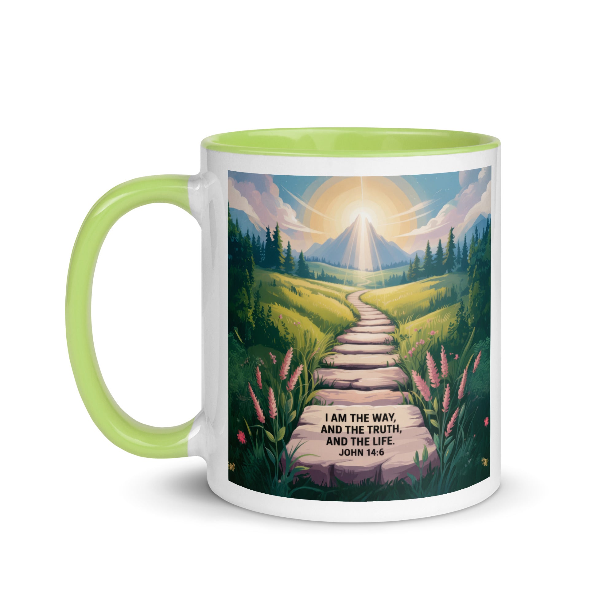 John 14:6 Bible Verse The Truth White Ceramic Mug with Color Inside