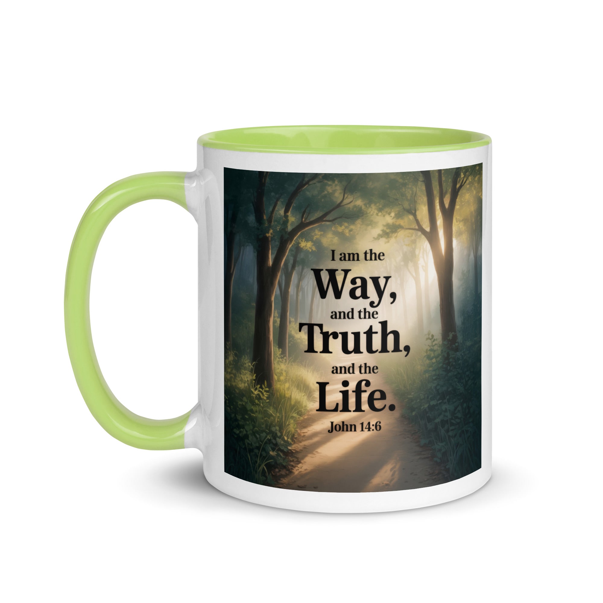 John 14:6 Bible Verse The Life White Ceramic Mug with Color Inside