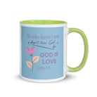 1 John 4:8 Bible Verse, doesn’t love White Ceramic Mug with Color Inside Green 11 oz