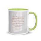 Revelation 21:4 Bible Verse, He will wipe White Ceramic Mug with Color Inside Green 11 oz