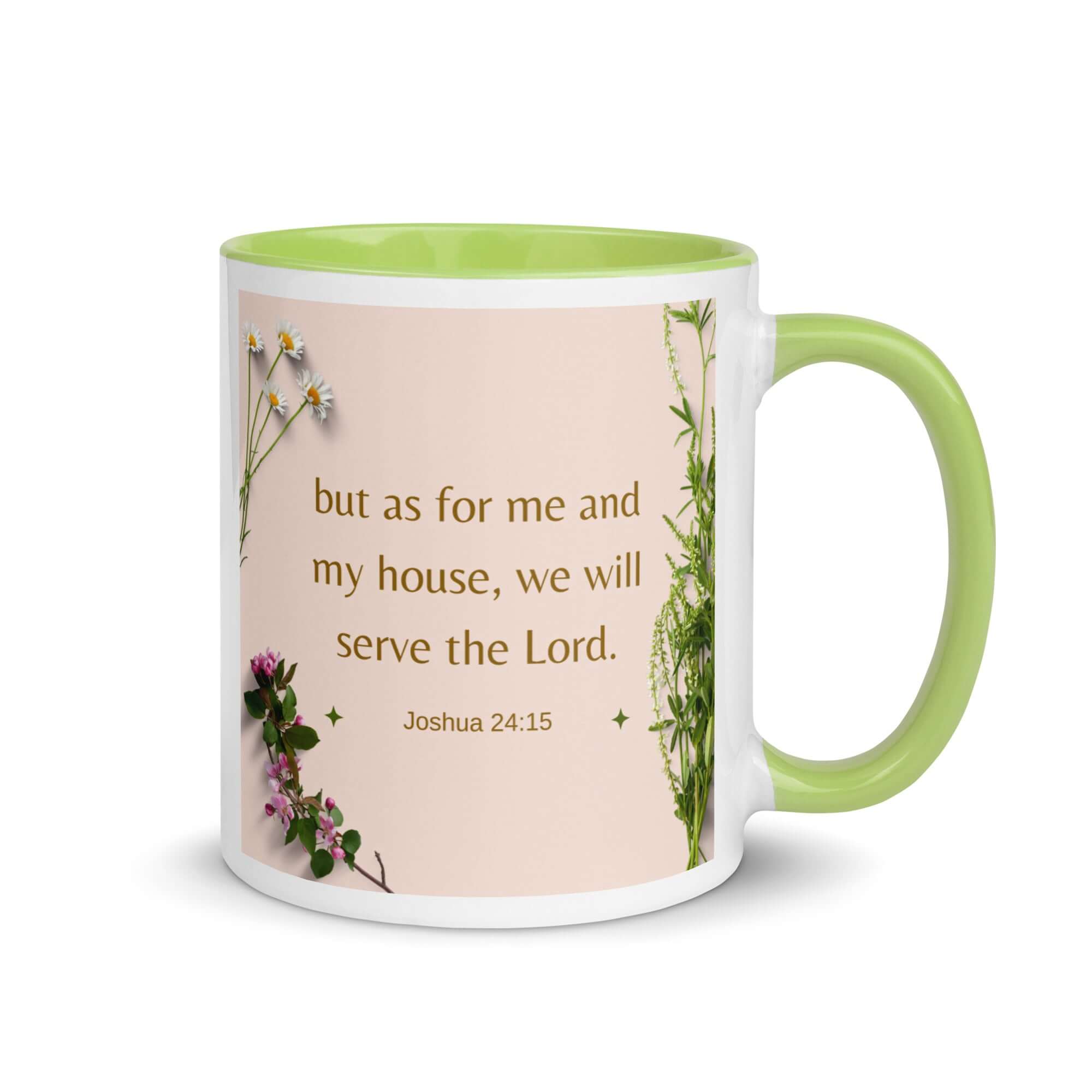 Joshua 24:15 Bible Verse, your fathers White Ceramic Mug with Color Inside Green 11 oz
