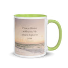 John 14:27 Bible Verse, not as the White Ceramic Mug with Color Inside Green 11 oz