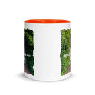 Revelation 3:20 Bible Verse, Garden Doorway White Ceramic Mug with Color Inside
