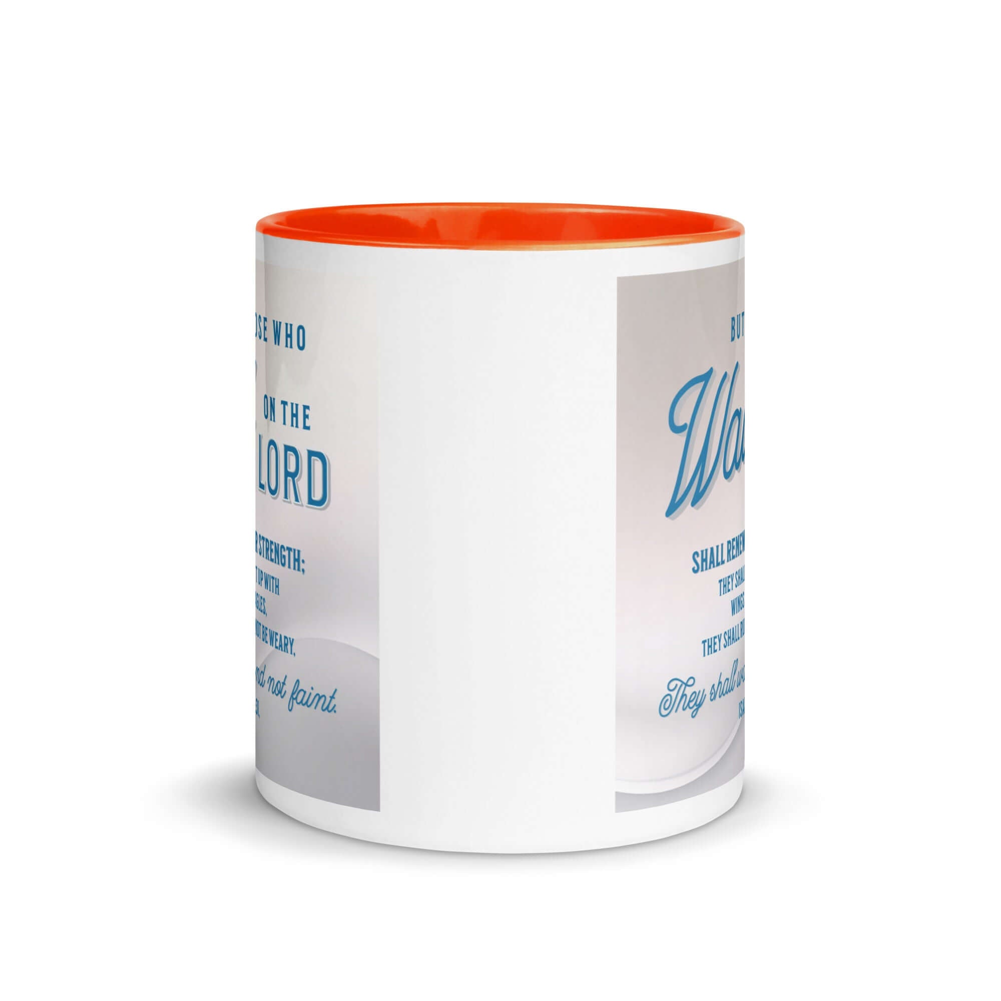 Isaiah 40:31 Bible Verse, Wings like Eagles White Ceramic Mug with Color Inside
