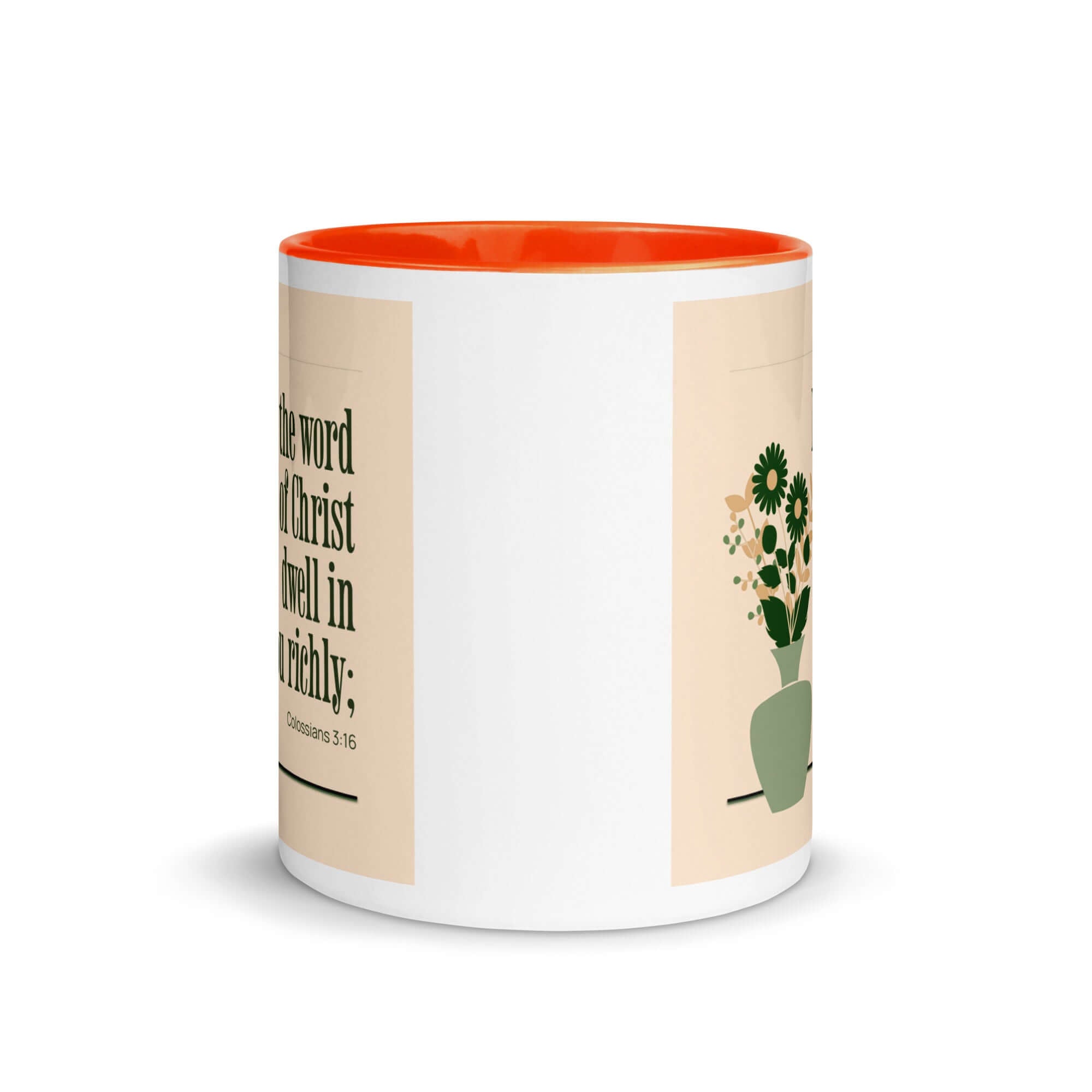 Colossians 3:16 Bible Verse, word of Christ White Ceramic Mug with Color Inside