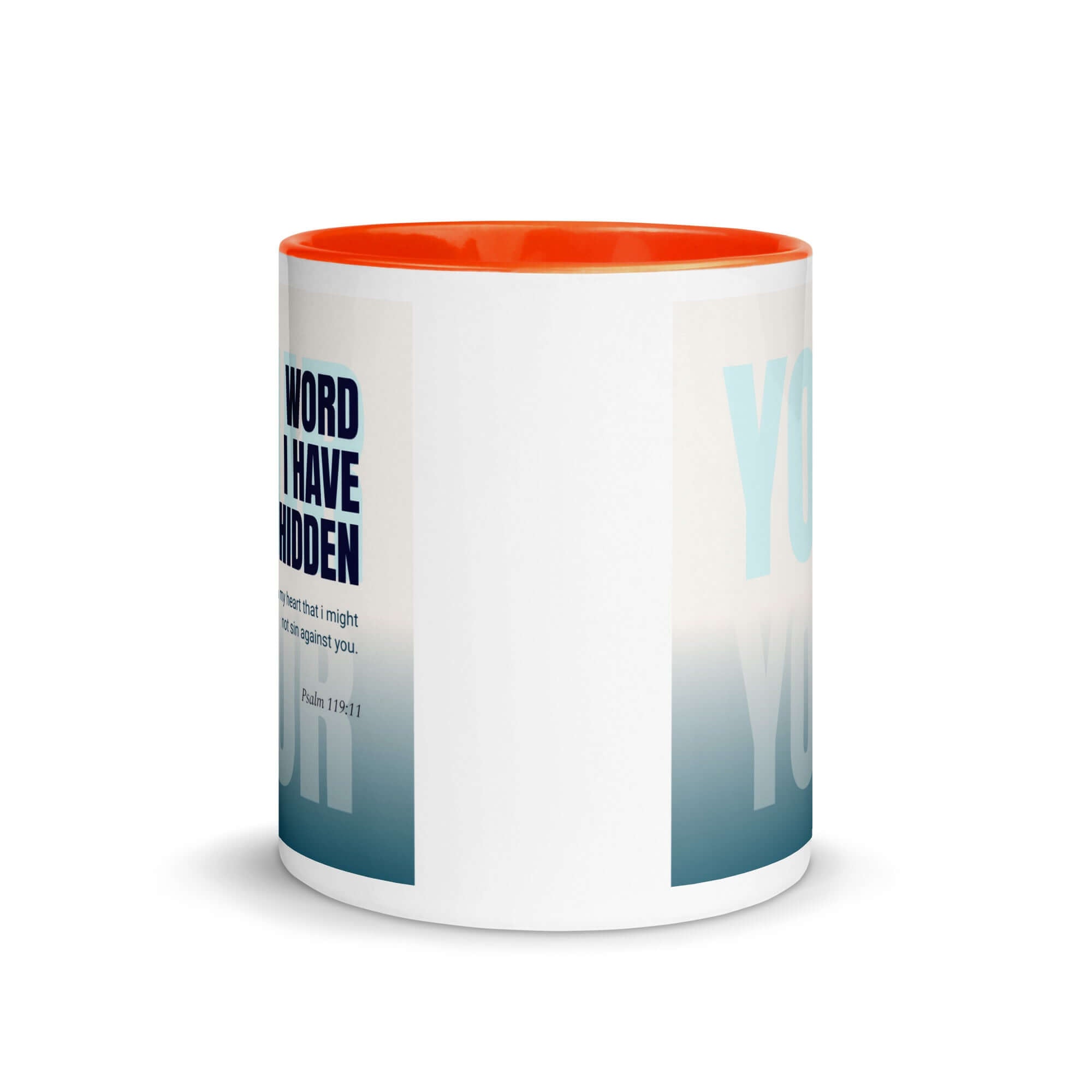 Psalm 119:11 Bible Verse, hidden your word White Ceramic Mug with Color Inside