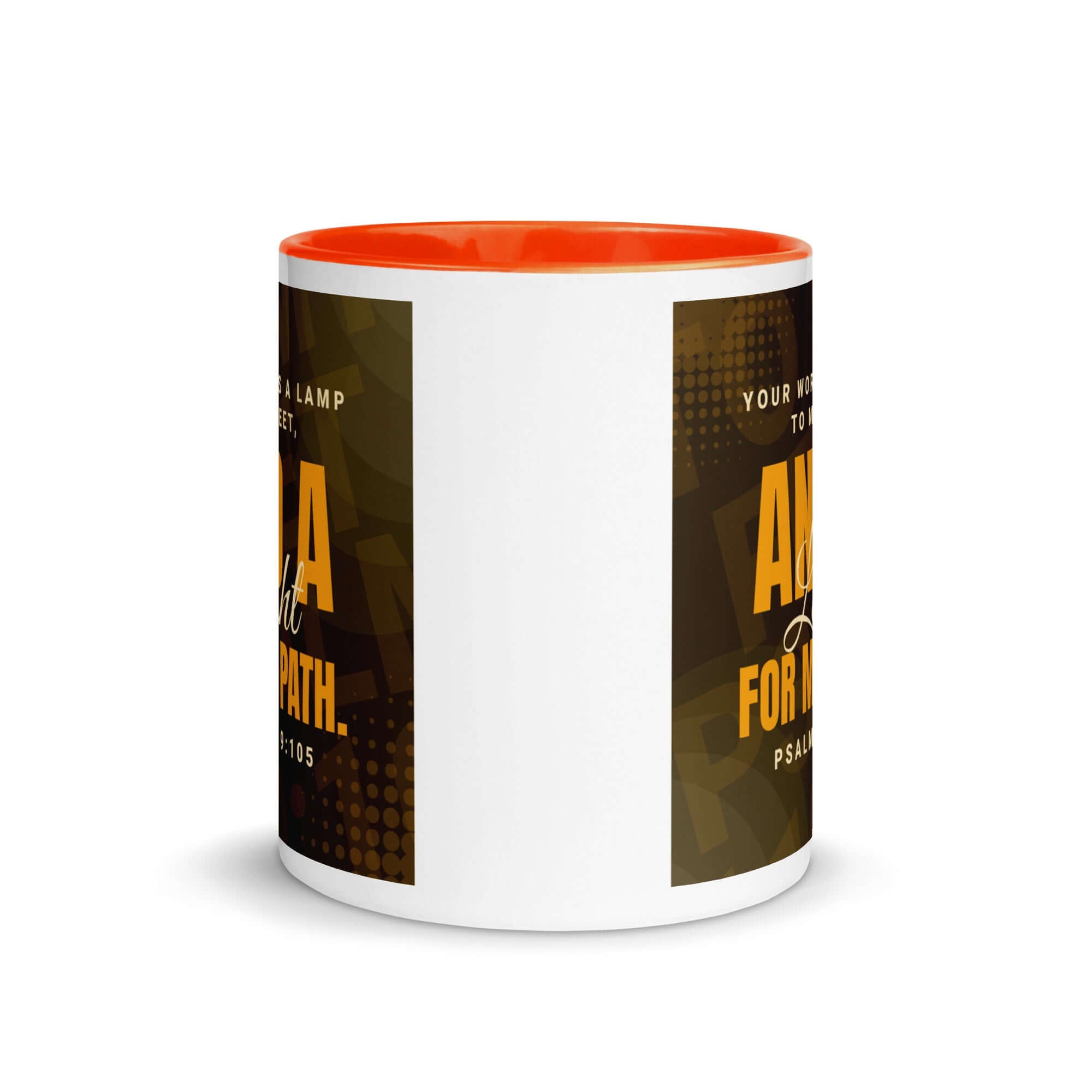 Psalm 119:105 Bible Verse, lamp to my feet White Ceramic Mug with Color Inside