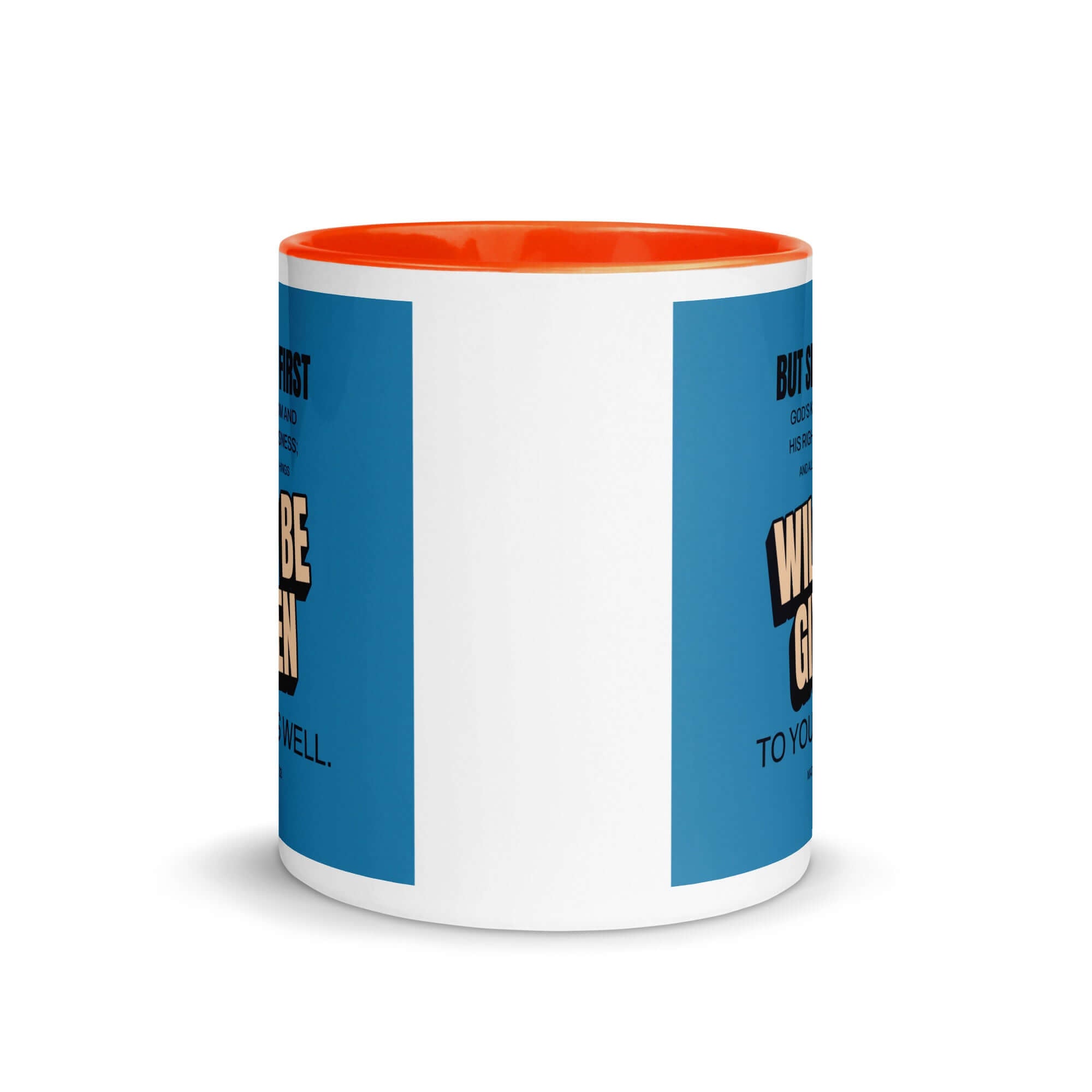 Matthew 6:33 Bible Verse, seek first God’s Kingdom White Ceramic Mug with Color Inside