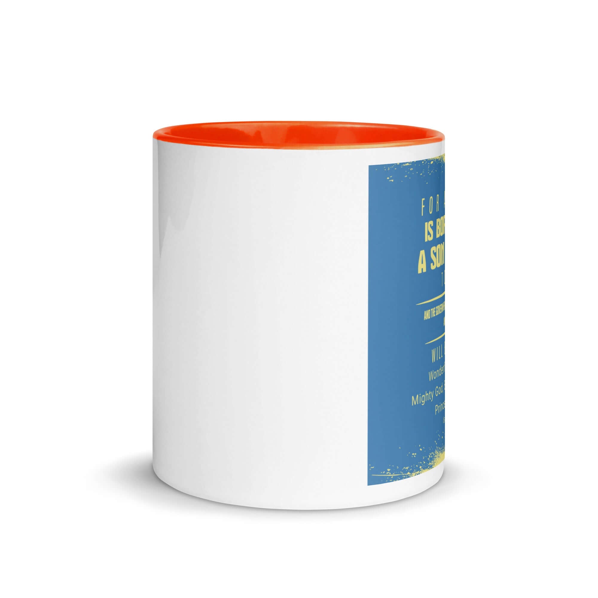 Isaiah 9:6 Bible Verse, Mighty God White Ceramic Mug with Color Inside