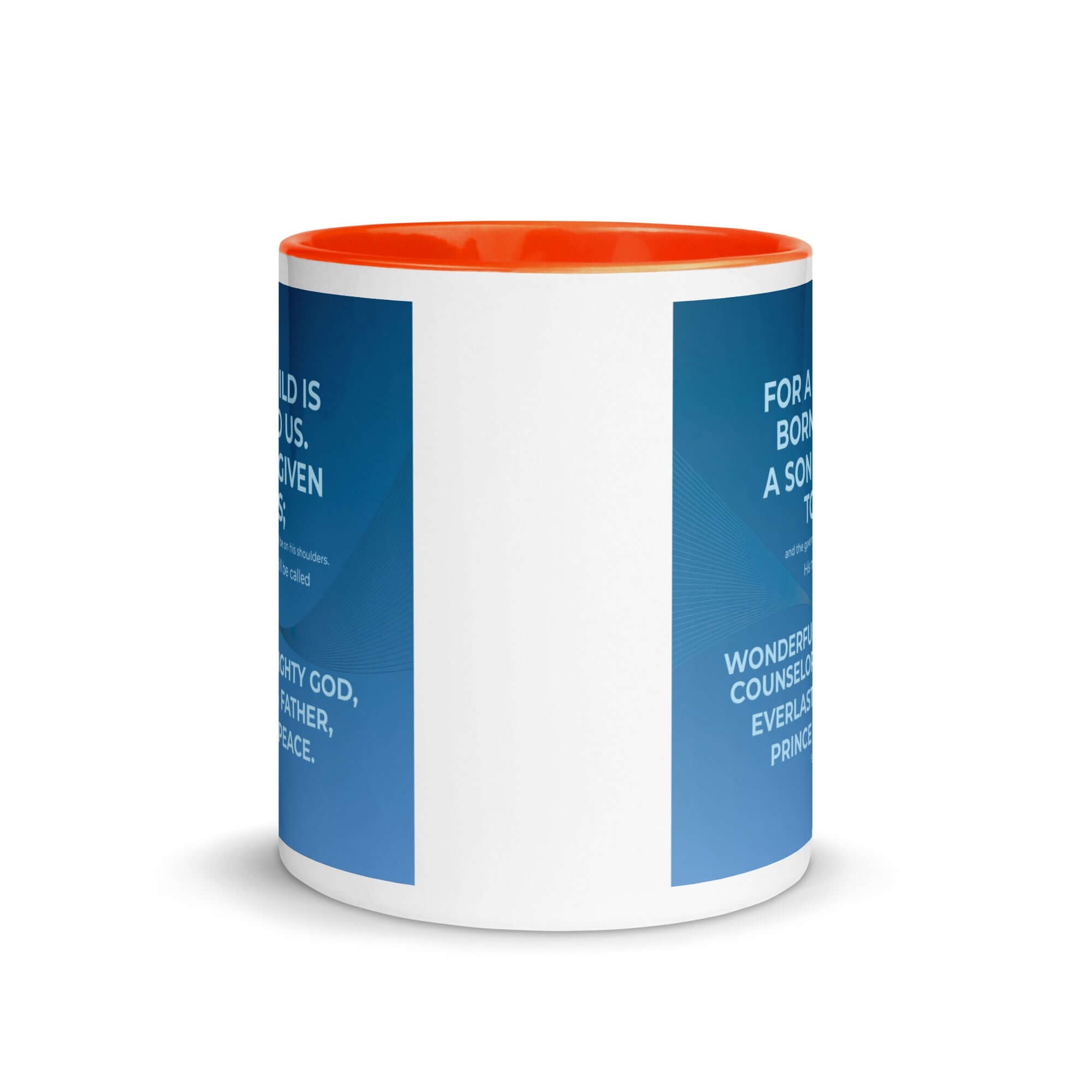 Isaiah 9:6 Bible Verse, Everlasting Father White Ceramic Mug with Color Inside